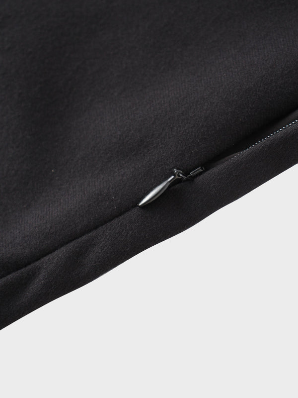 Basic A-Line Seamed Maxi Skirt-Black