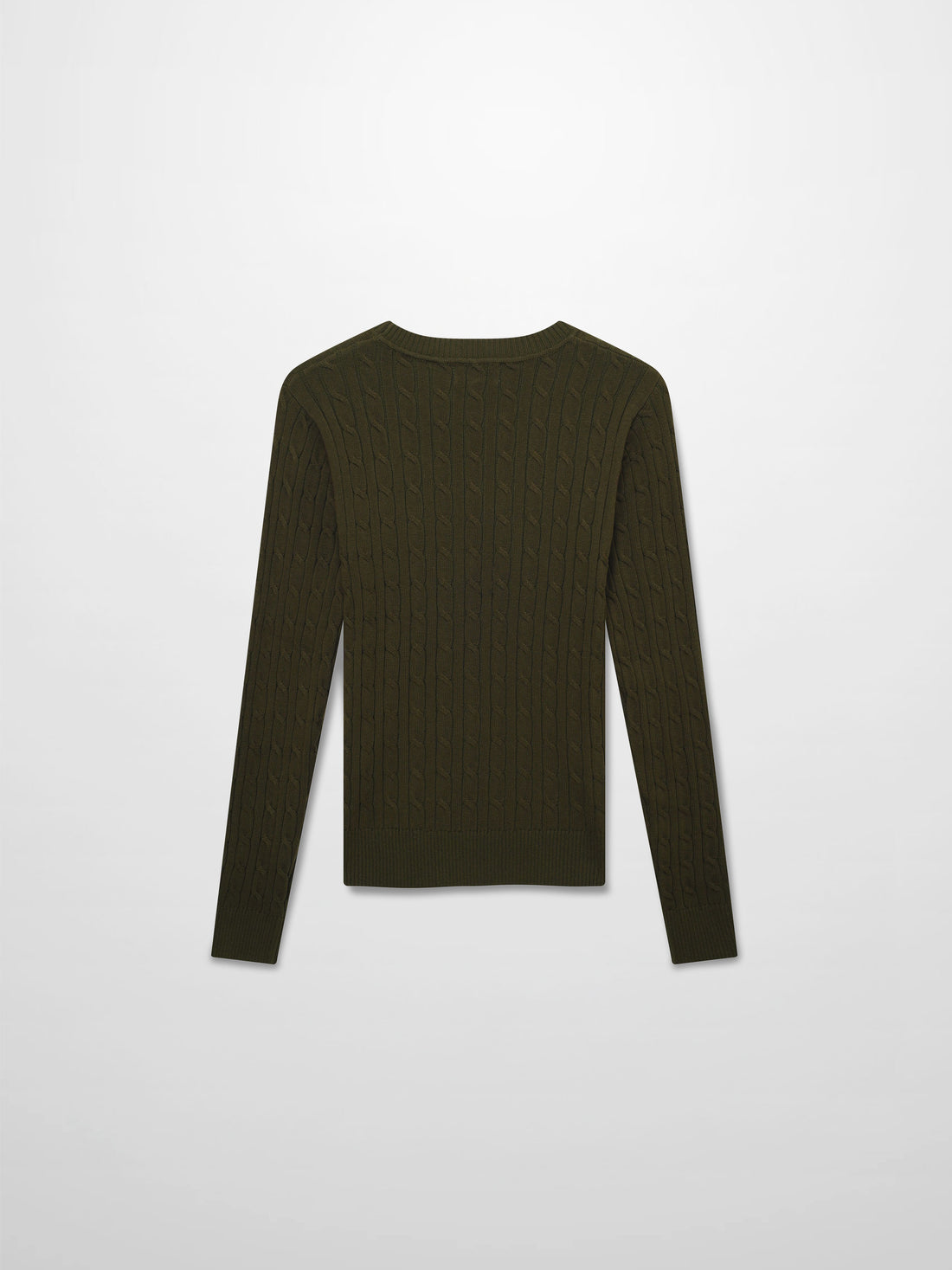 Crew Neck Cable Sweater-Olive Green