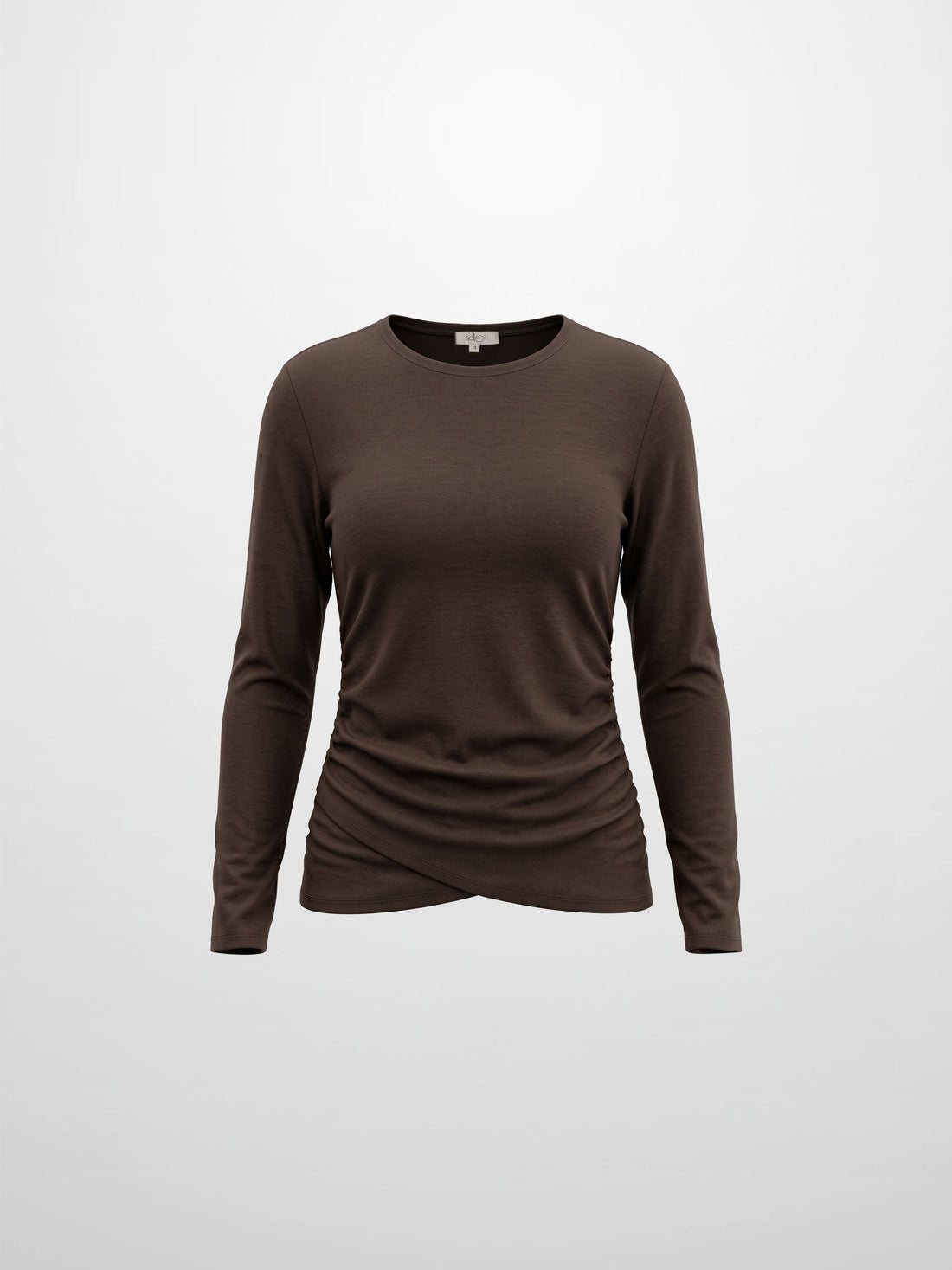 Bottom Crossover Knit Top - Brown