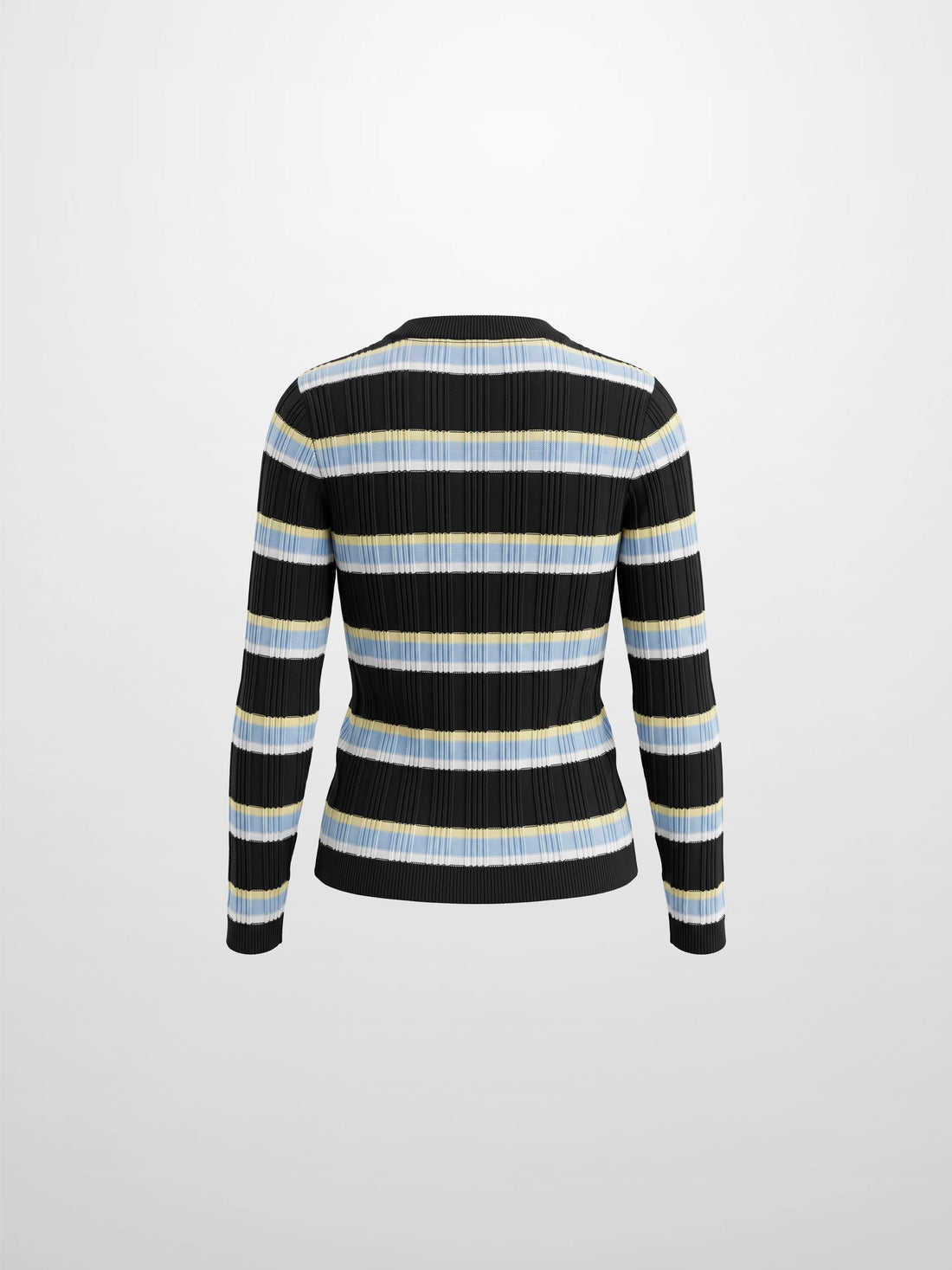 Mixed Ribbed Stripe Sweater - Black