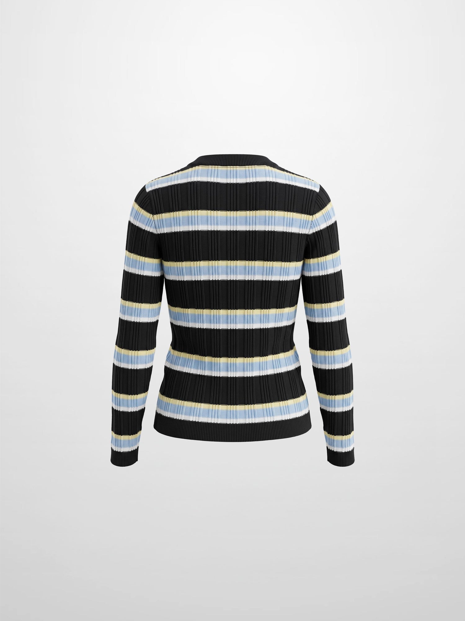Mixed Ribbed Stripe Sweater - Black