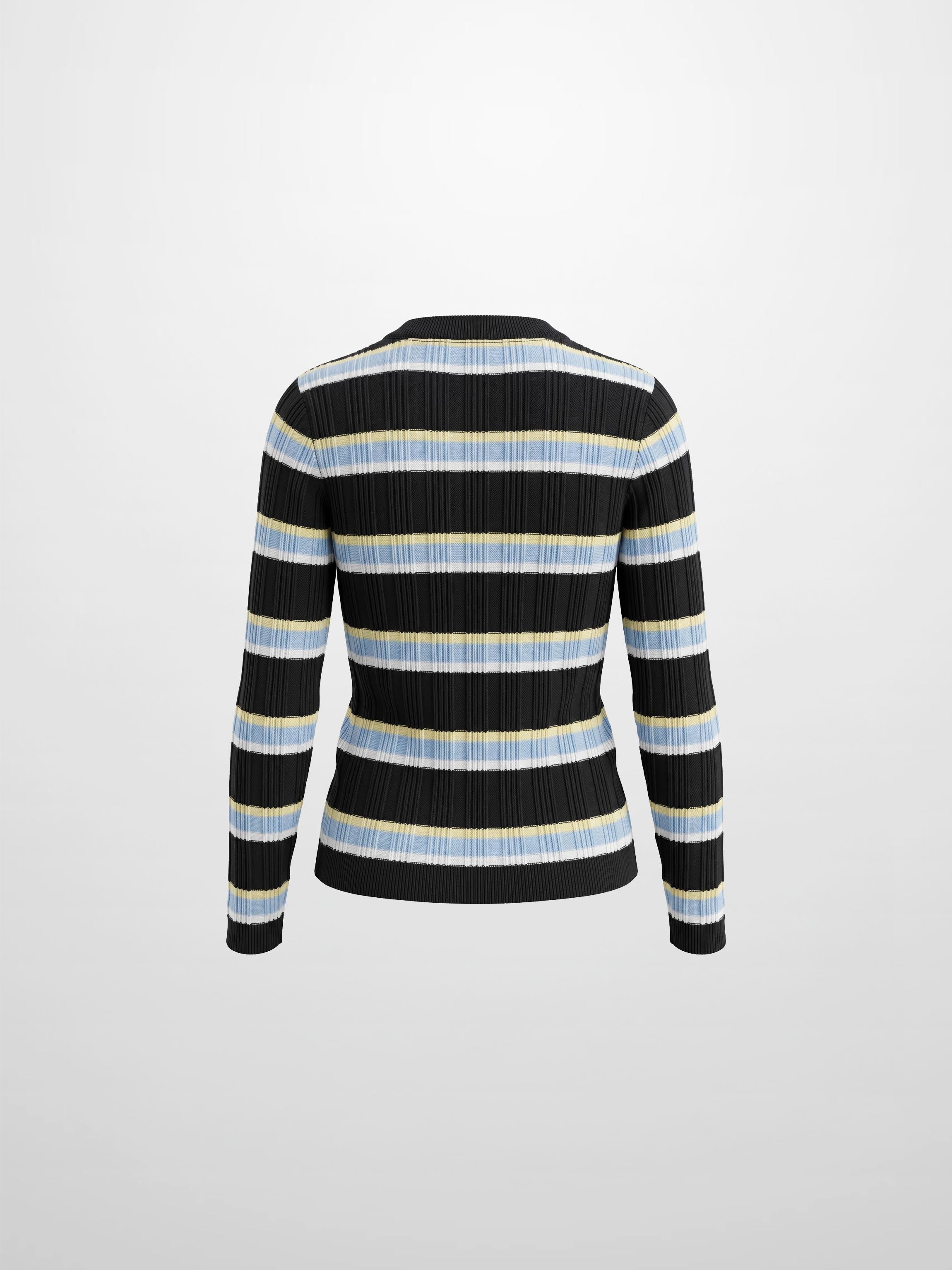 Mixed Ribbed Stripe Sweater - Black
