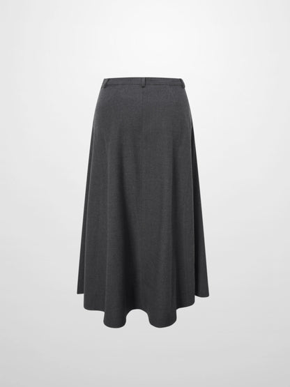 Wool Blend Yoke Skirt 26"-Grey