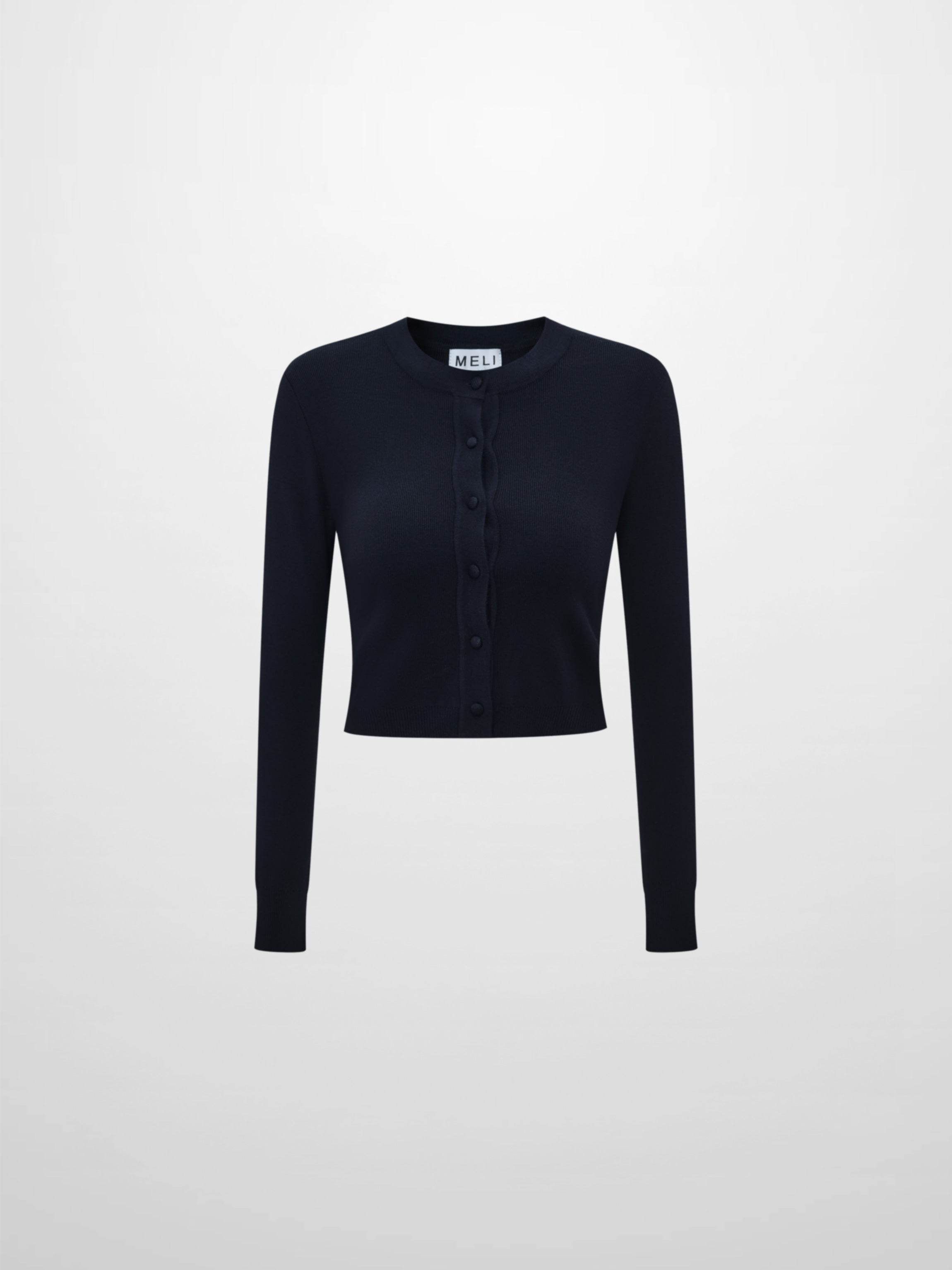 Basic Crew Knit Cardigan 17"- Navy