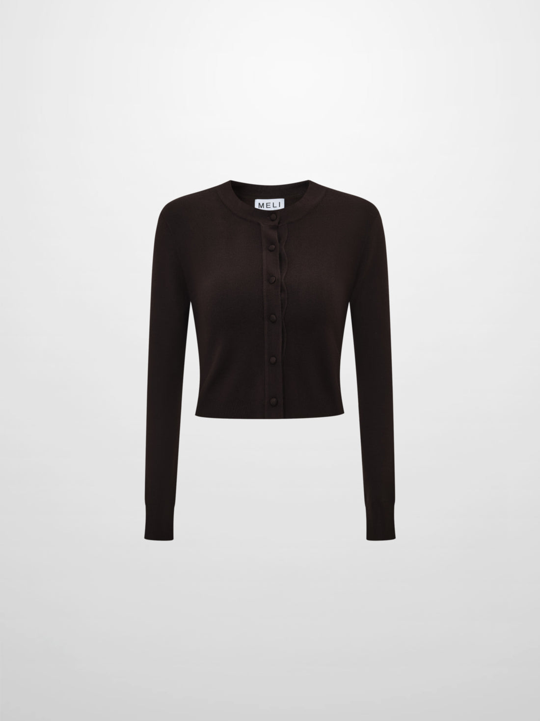 Basic Crew Knit Cardigan 17" - Brown