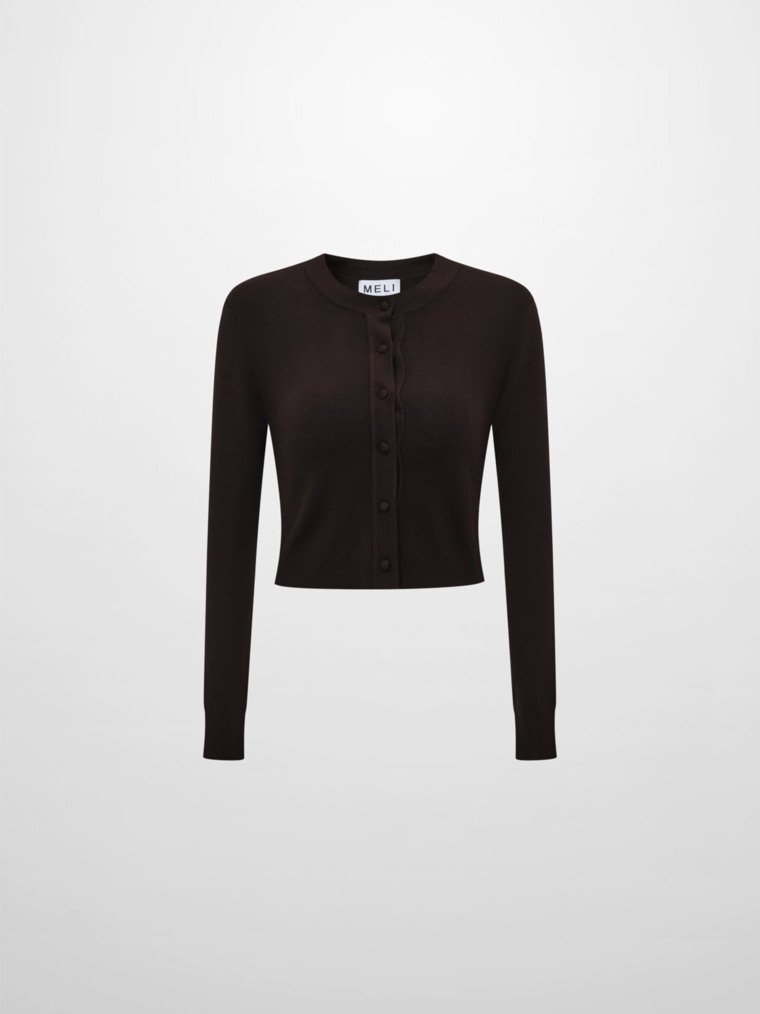 Basic Crew Knit Cardigan 17" - Brown