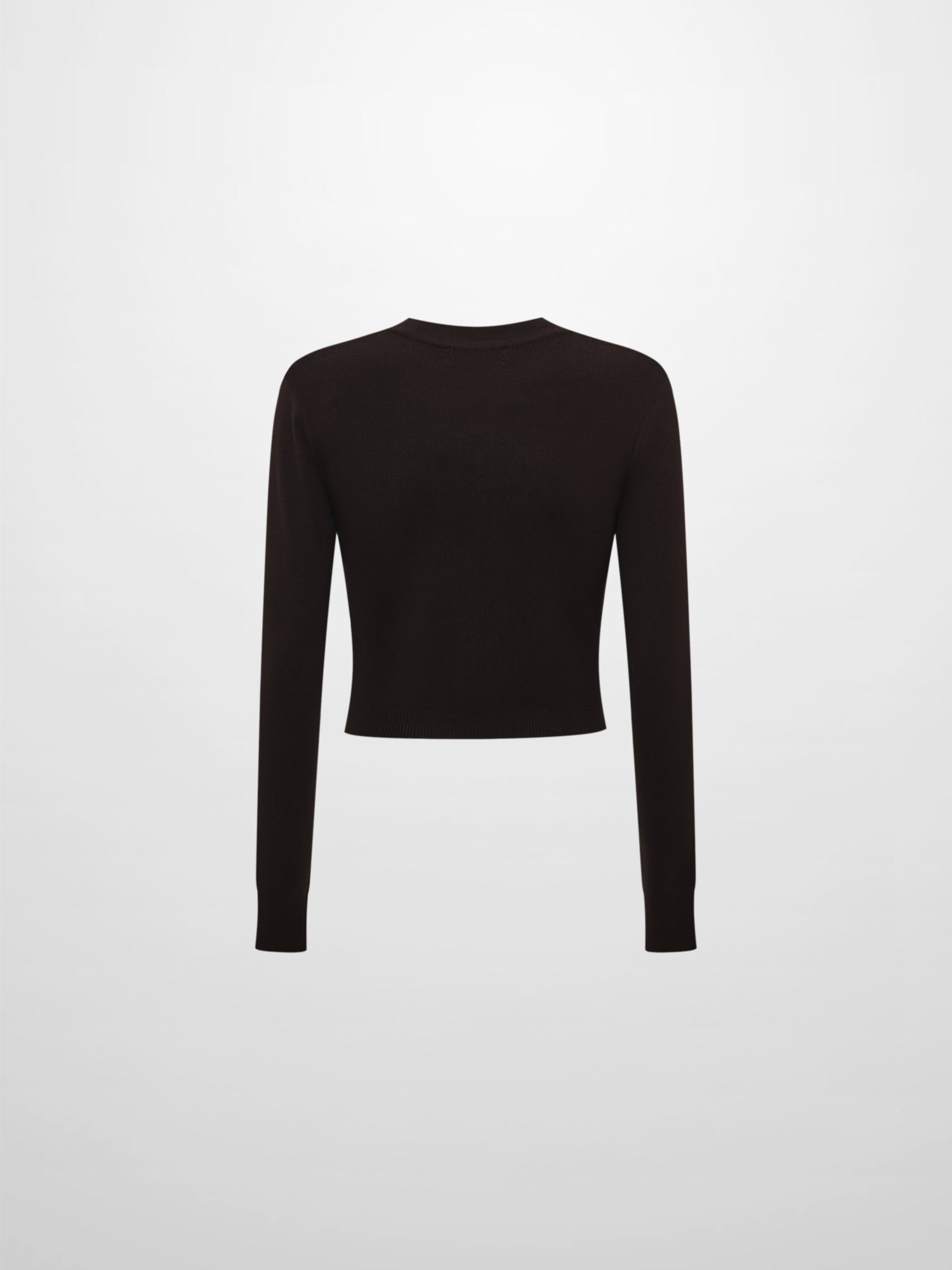 Basic Crew Knit Cardigan 17" - Brown