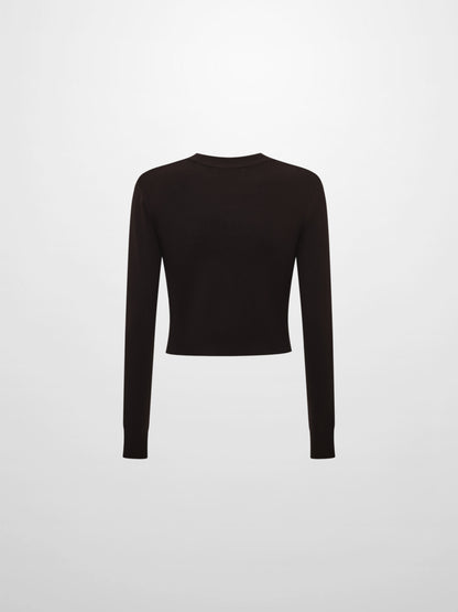 Basic Crew Knit Cardigan 17" - Brown