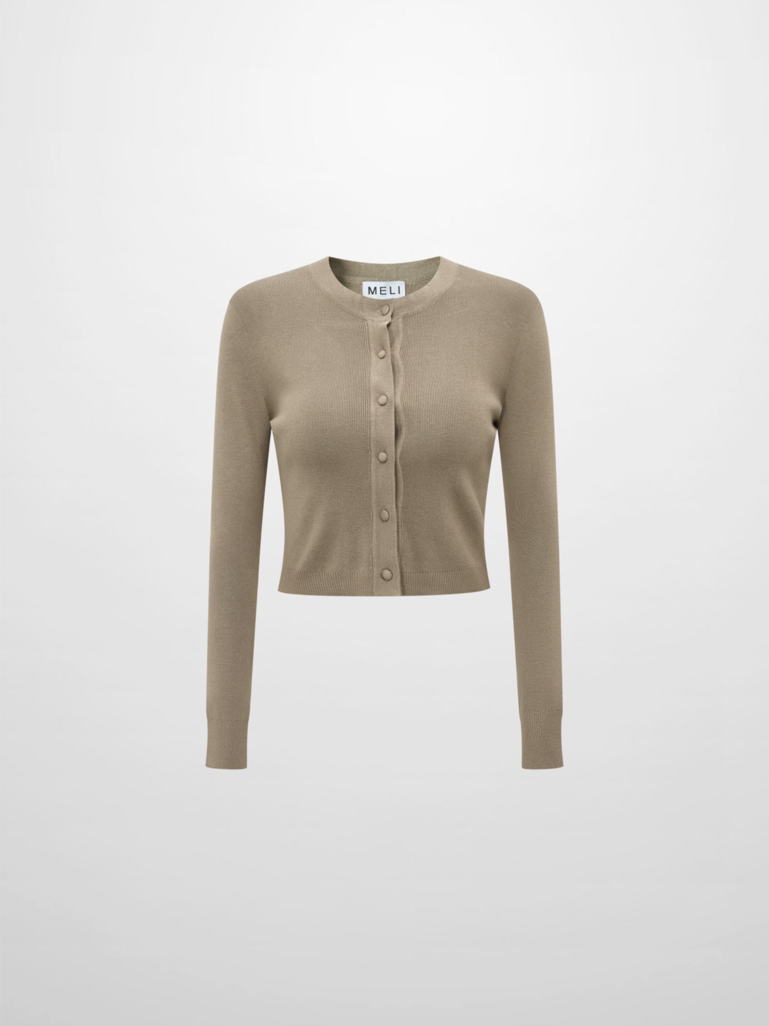 Basic Crew Knit Cardigan 17" - Warm Taupe