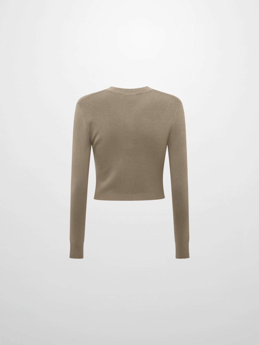 Basic Crew Knit Cardigan 17" - Warm Taupe