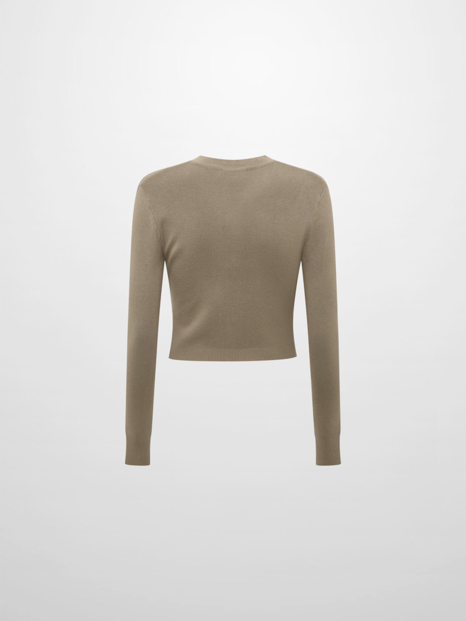 Basic Crew Knit Cardigan 17" - Warm Taupe