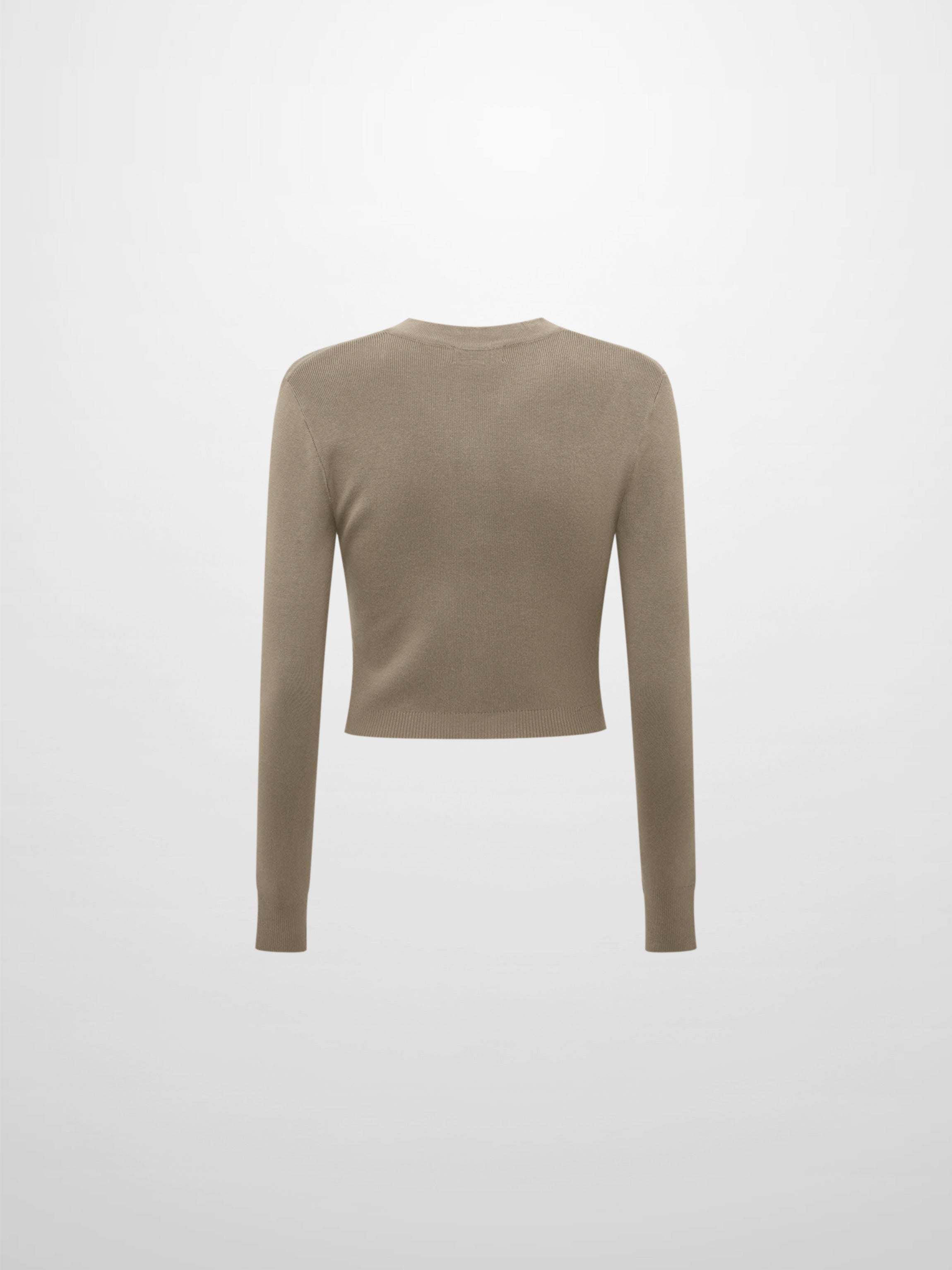 Basic Crew Knit Cardigan 17" - Warm Taupe