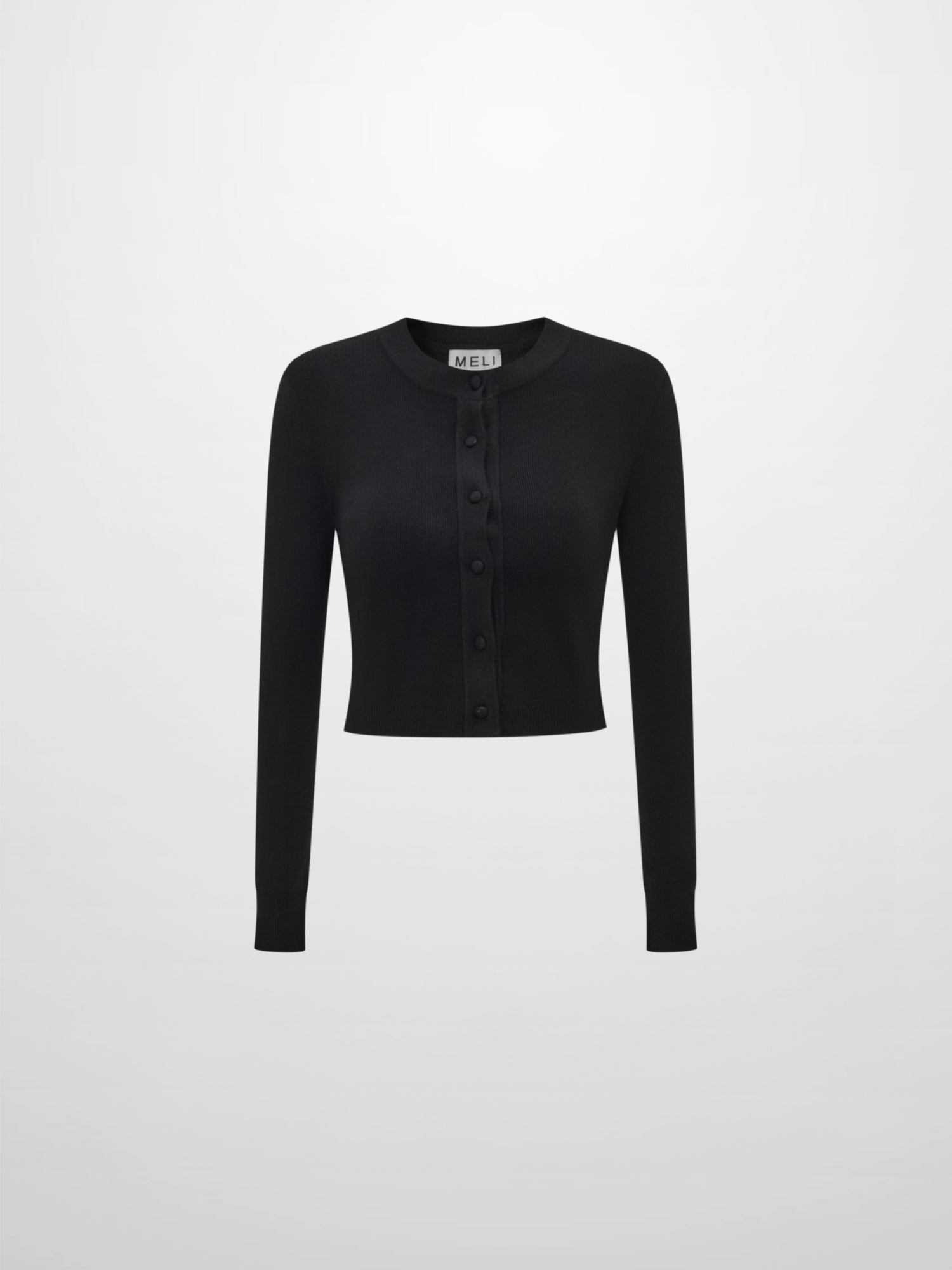 Basic Crew Knit Cardigan 17" - Black