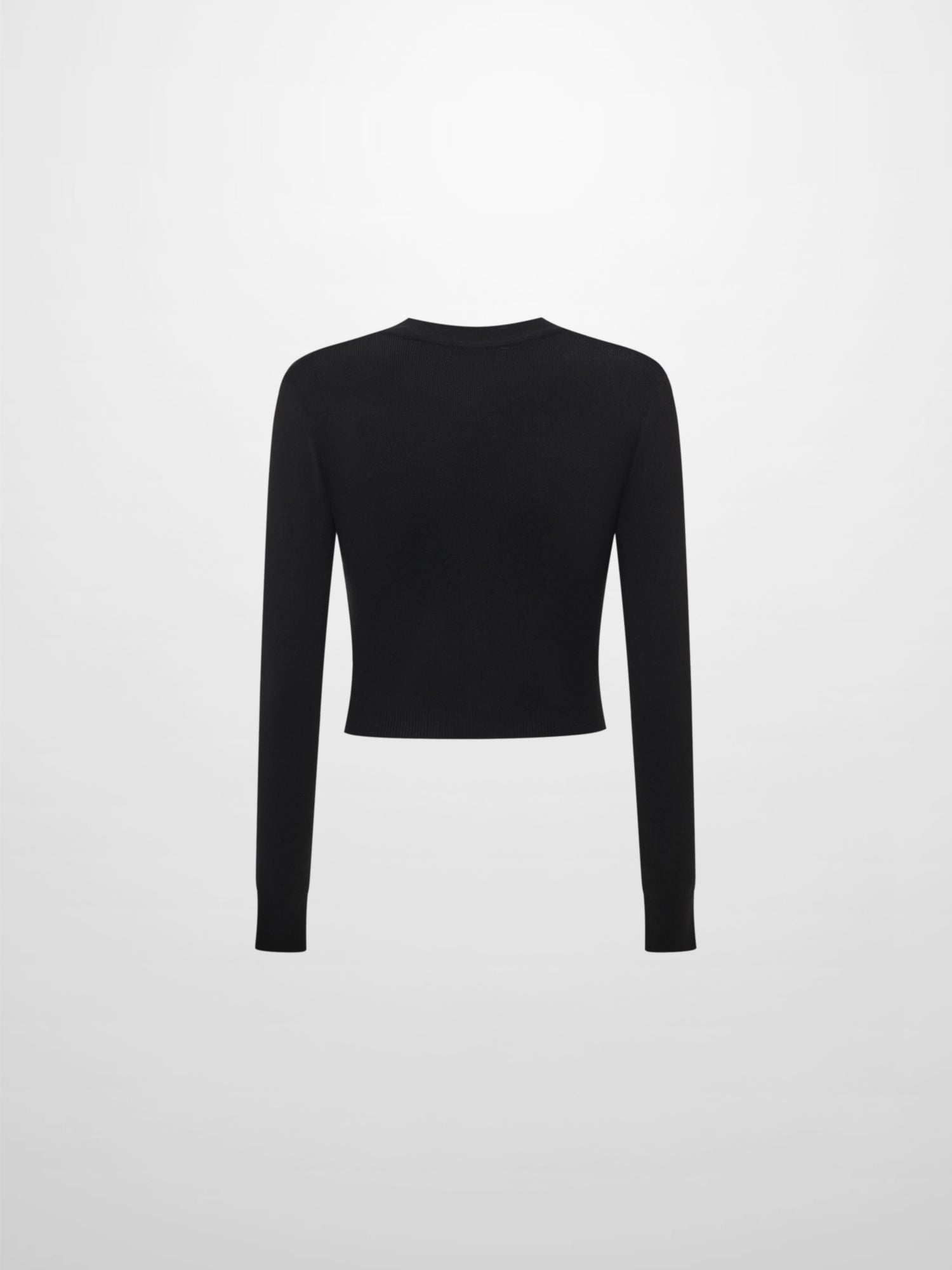 Basic Crew Knit Cardigan 17" - Black