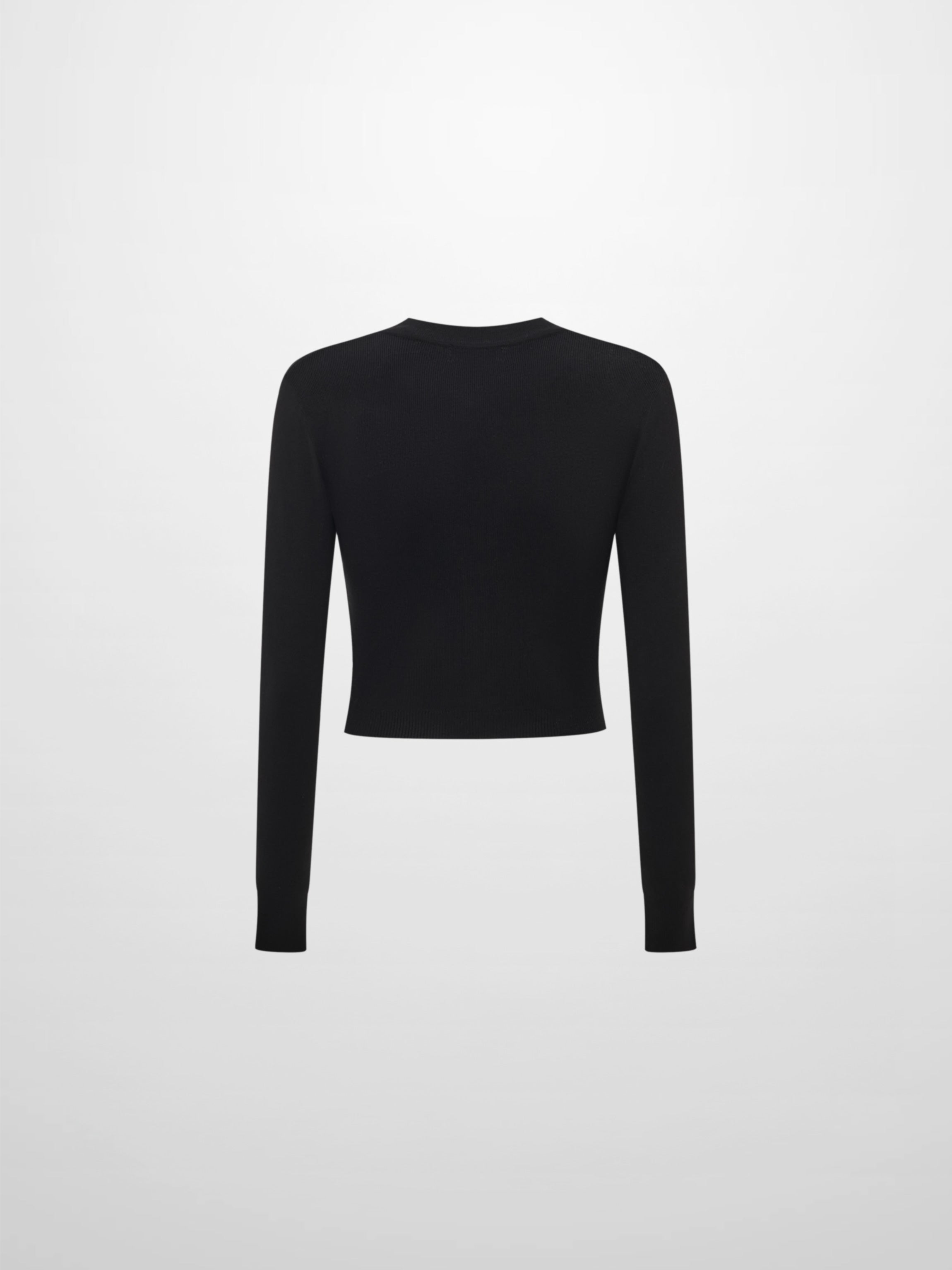 Basic Crew Knit Cardigan 17" - Black