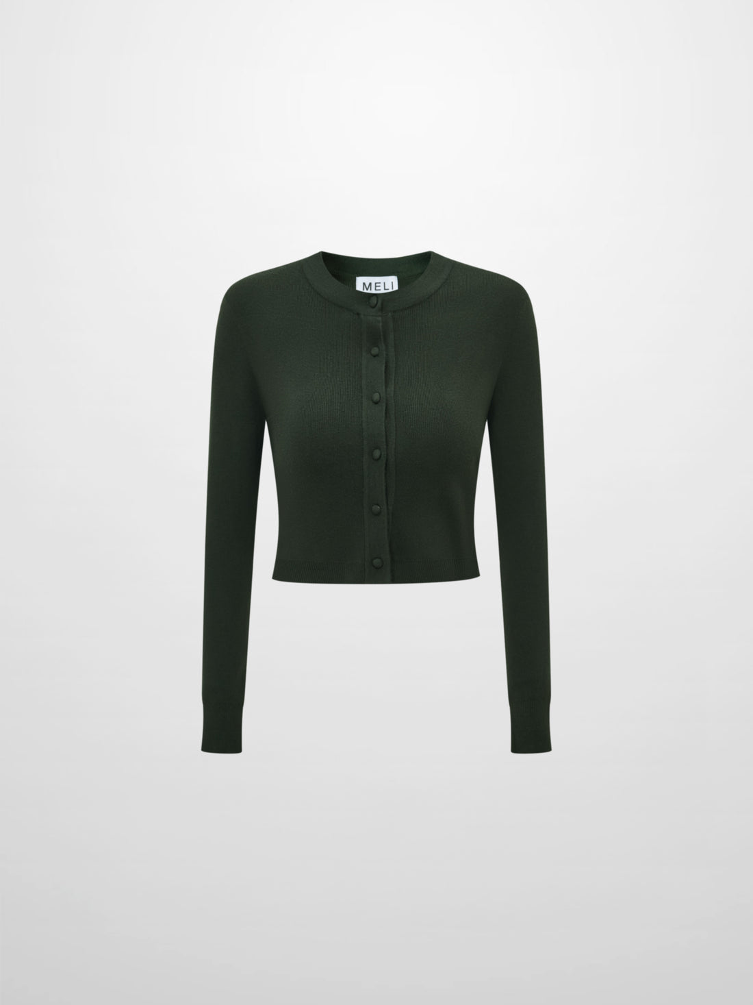 Basic Crew Knit Cardigan 17"- Green
