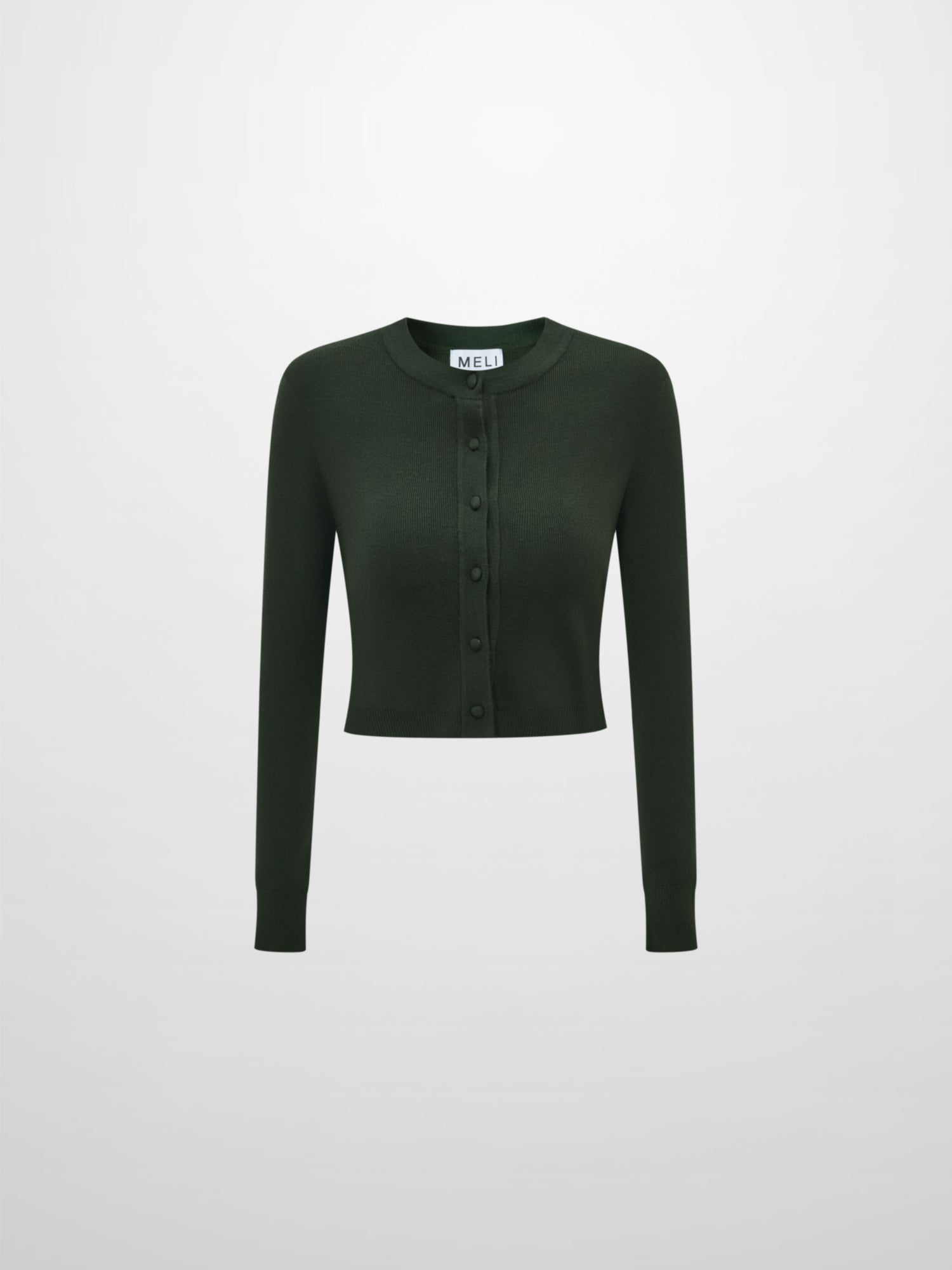 Basic Crew Knit Cardigan 17"- Green