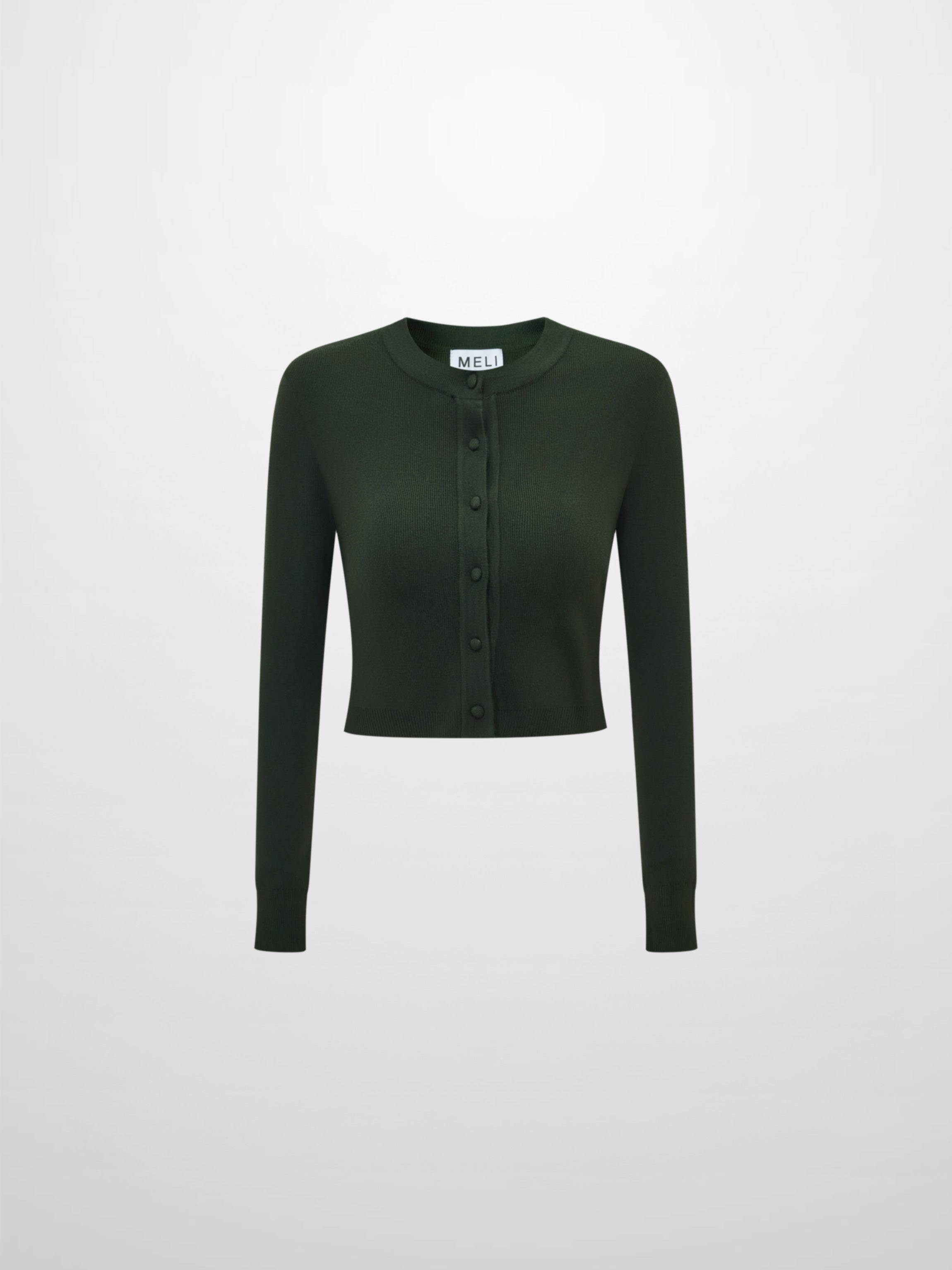 Basic Crew Knit Cardigan 17"- Green
