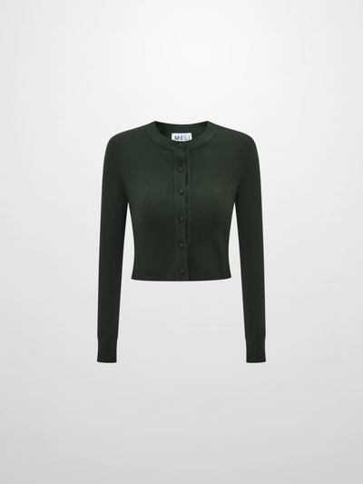 Basic Crew Knit Cardigan 17"- Green
