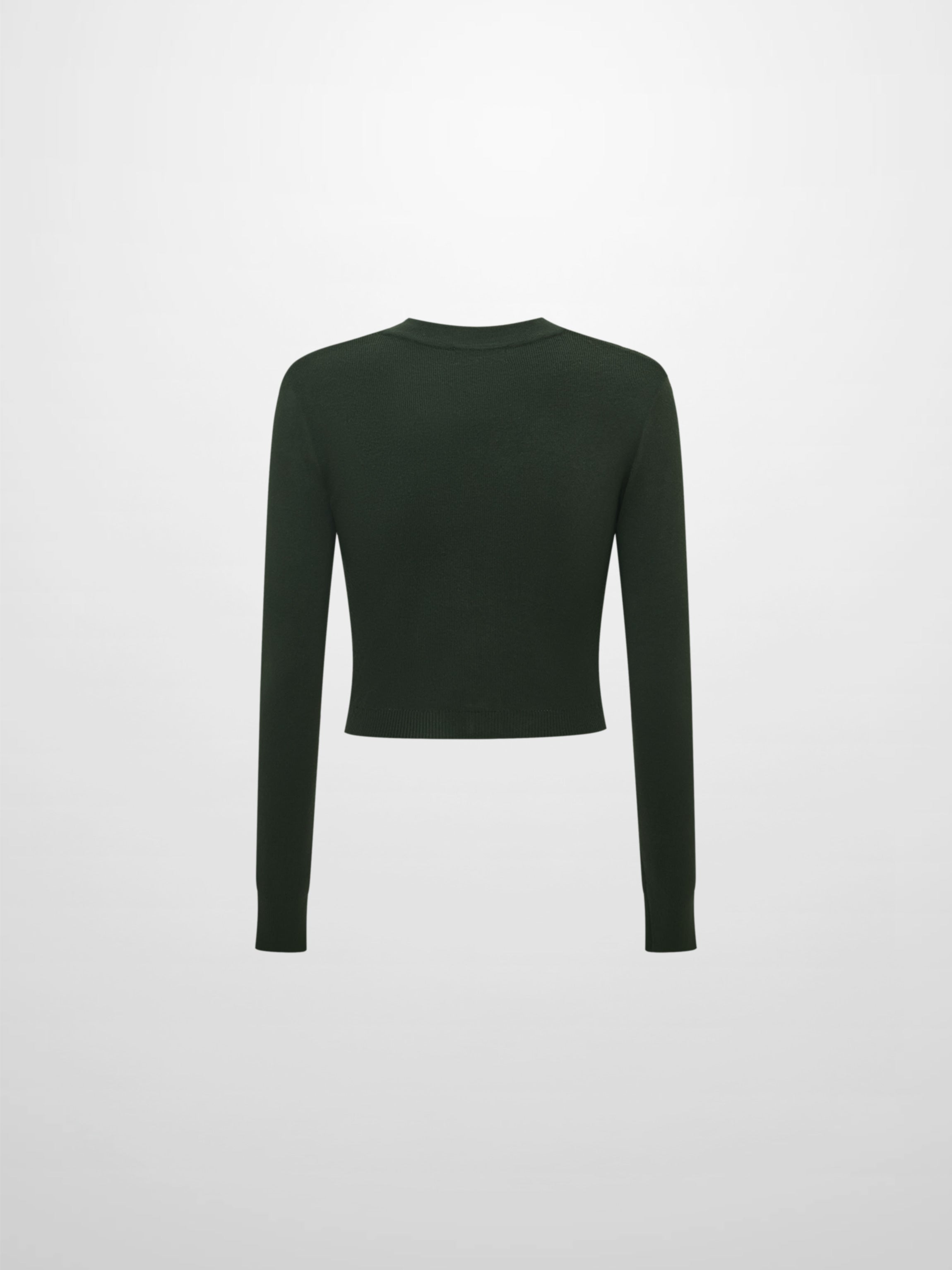 Basic Crew Knit Cardigan 17"- Green