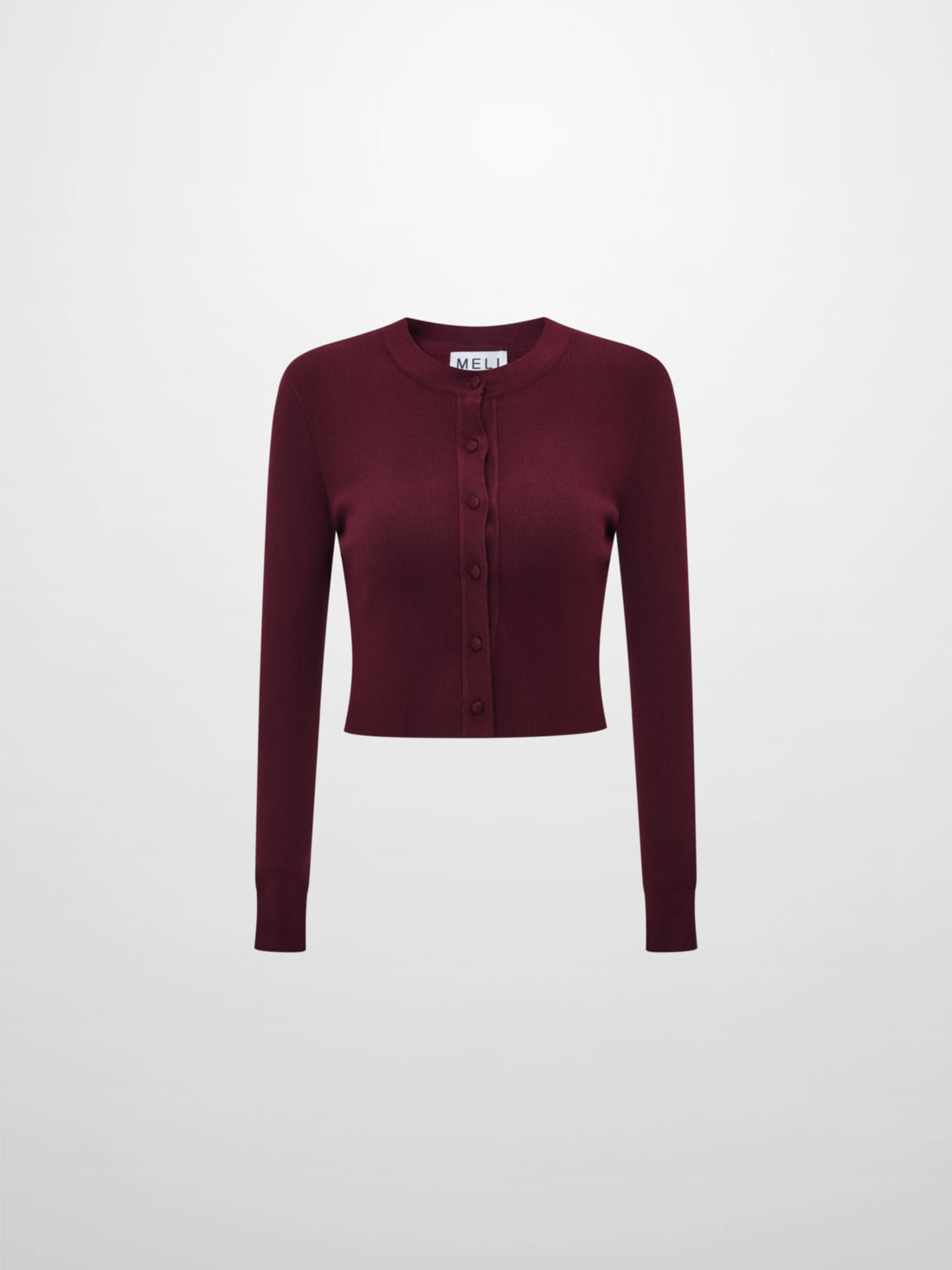 Basic Crew Knit Cardigan 17"- Burgundy