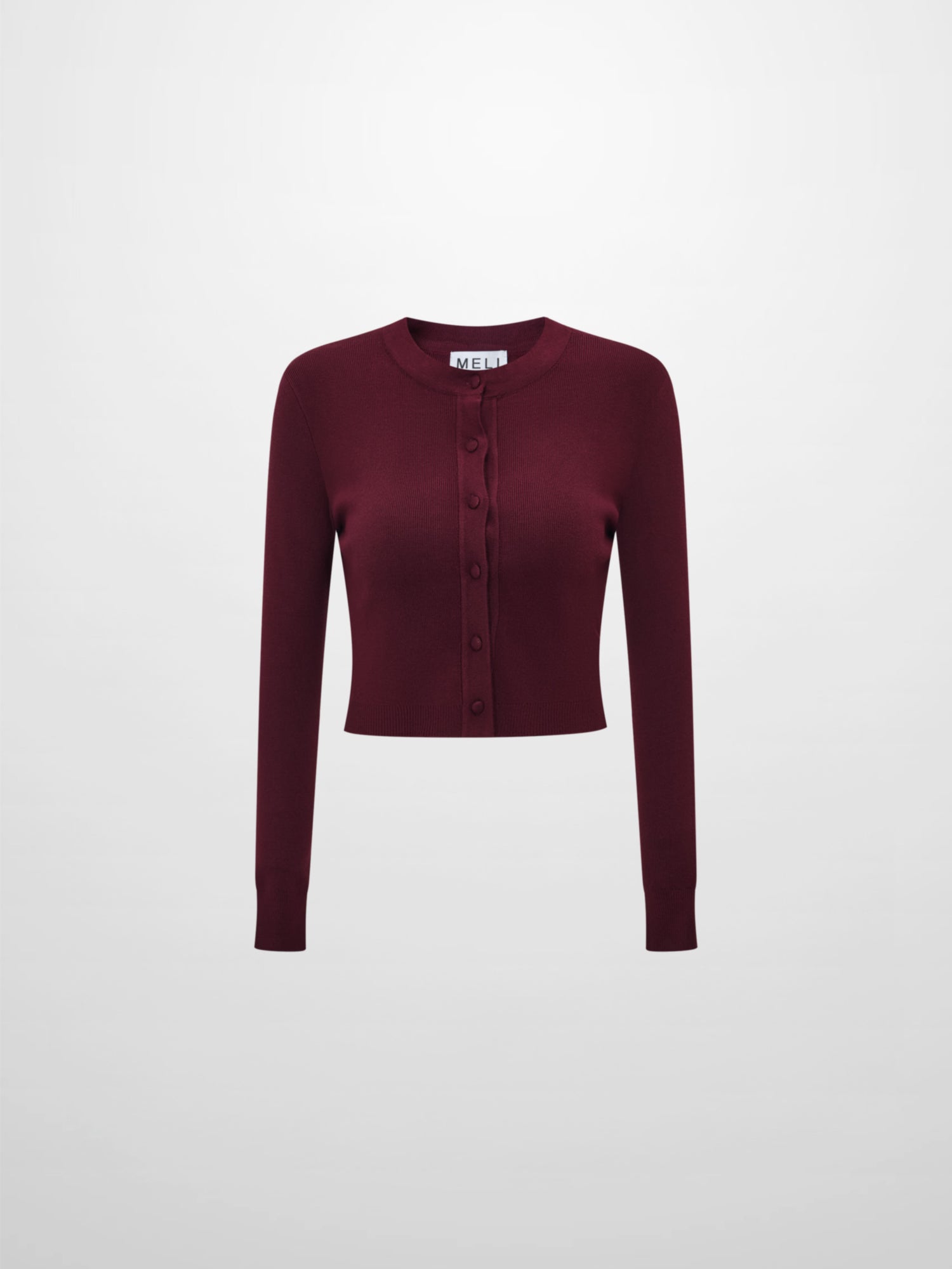 Basic Crew Knit Cardigan 17"- Burgundy