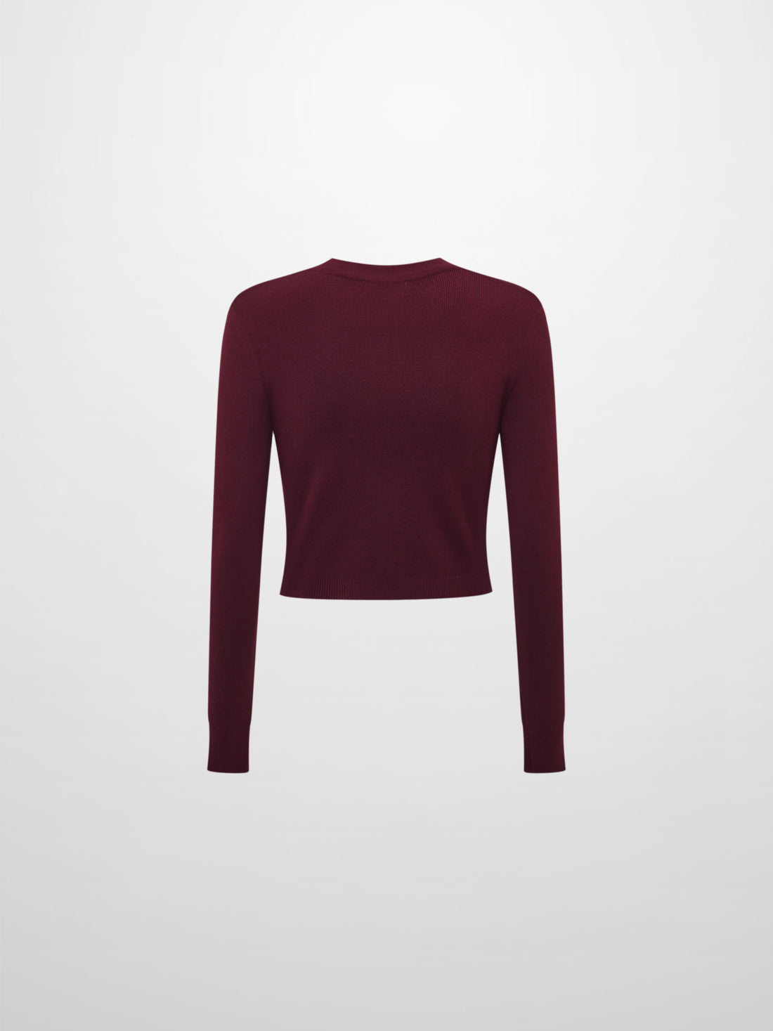 Basic Crew Knit Cardigan 17"- Burgundy