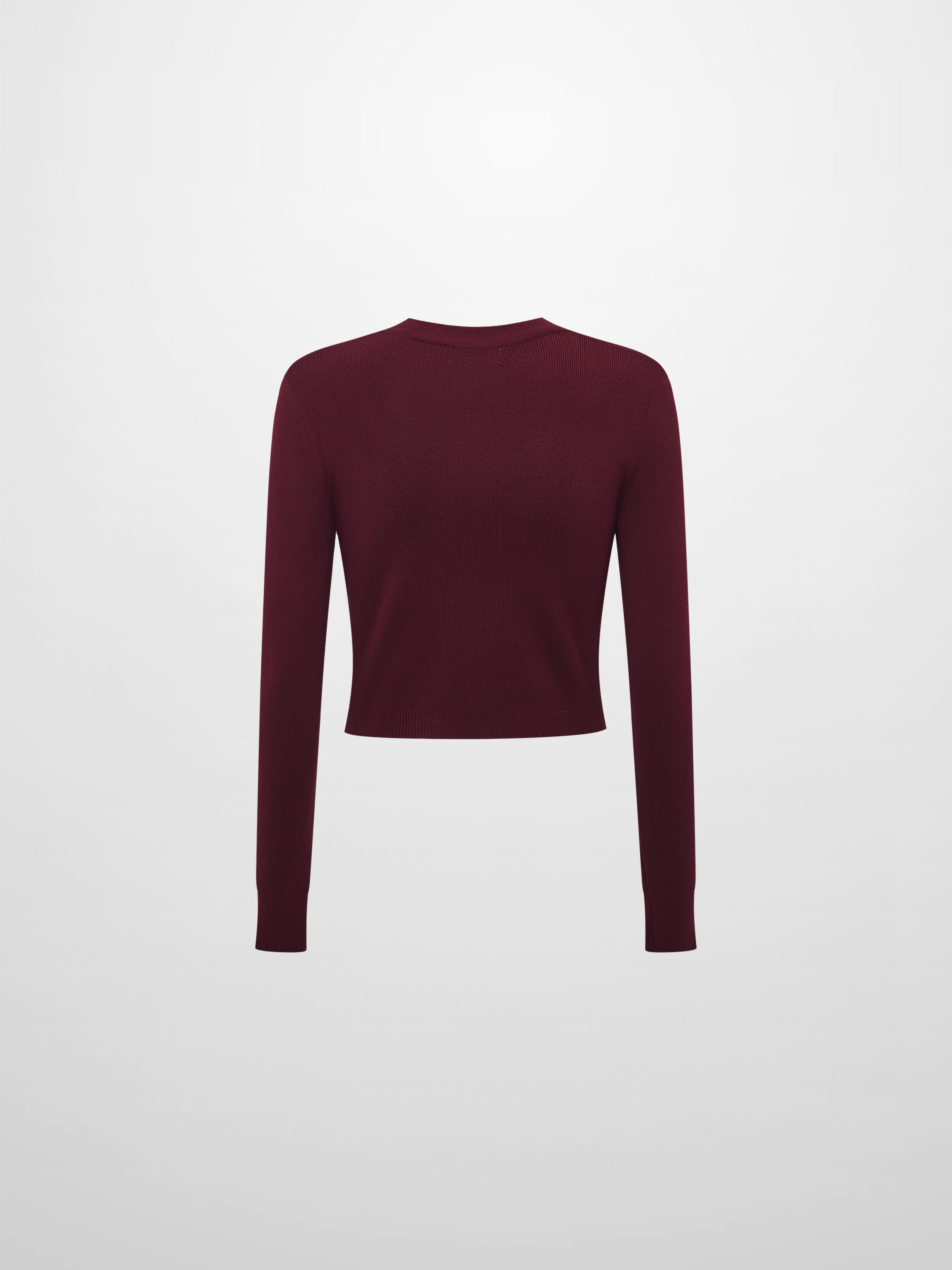Basic Crew Knit Cardigan 17"- Burgundy