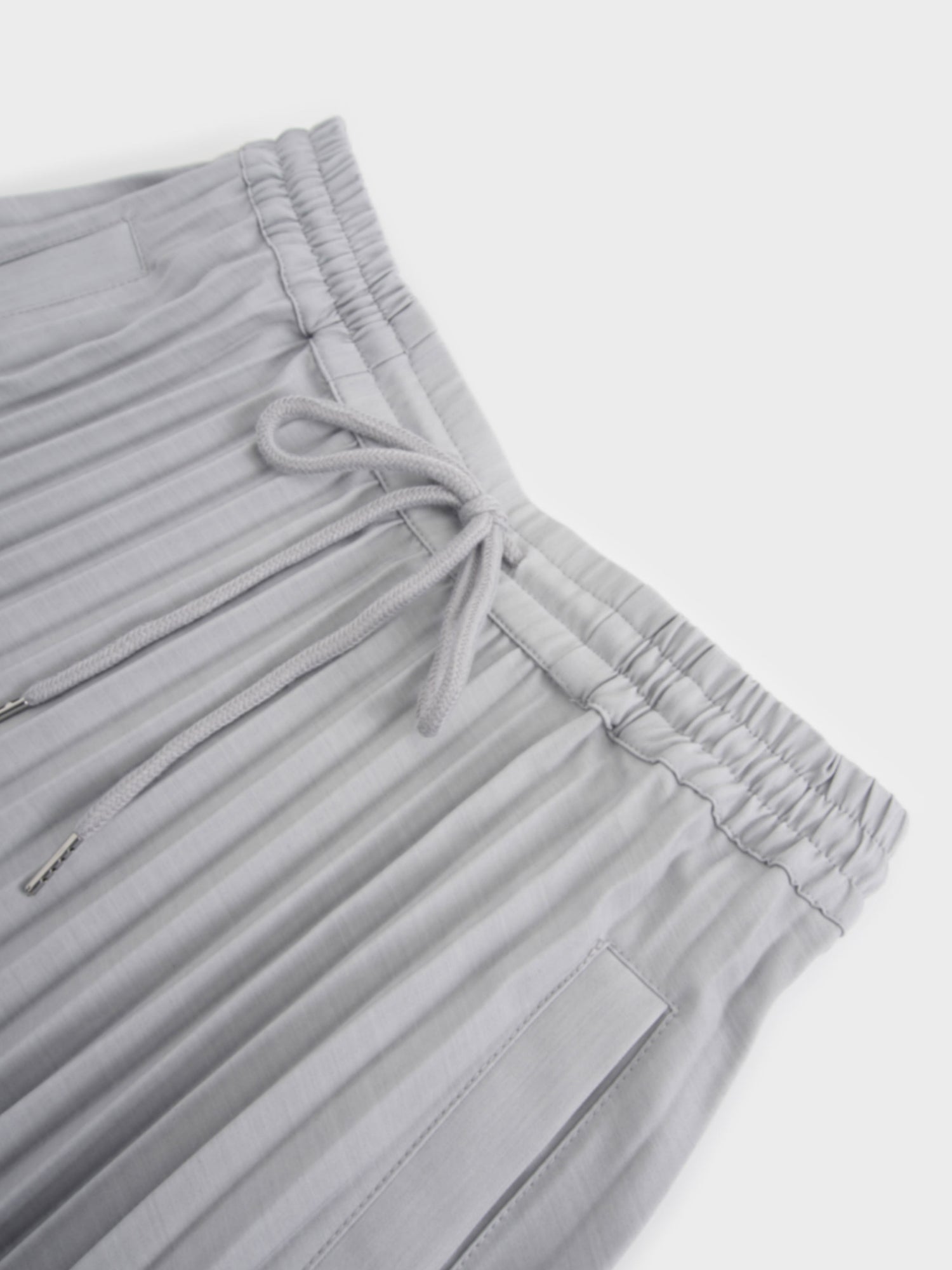 Elastic Waist Micro Pleat Skirt-Grey