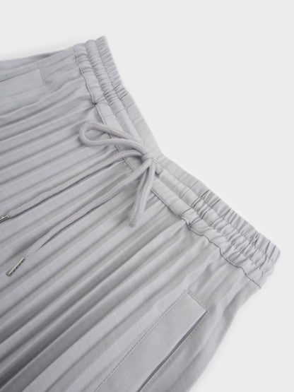 Elastic Waist Micro Pleat Skirt-Grey