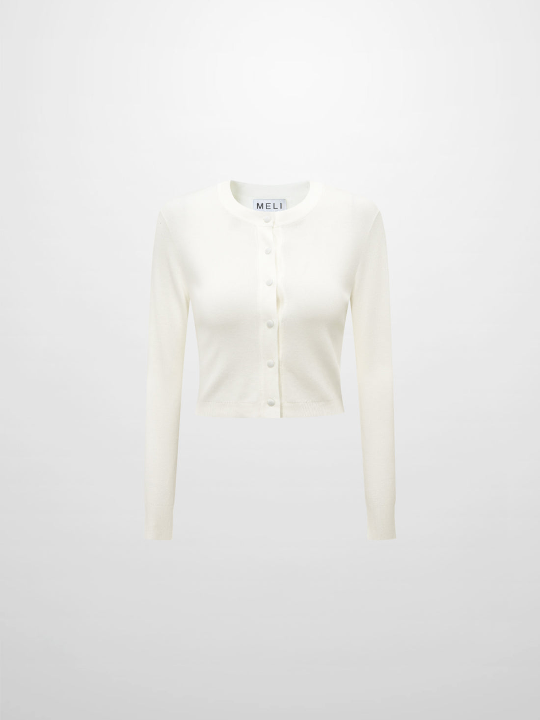 Basic Crew Knit Cardigan 17"- Cream