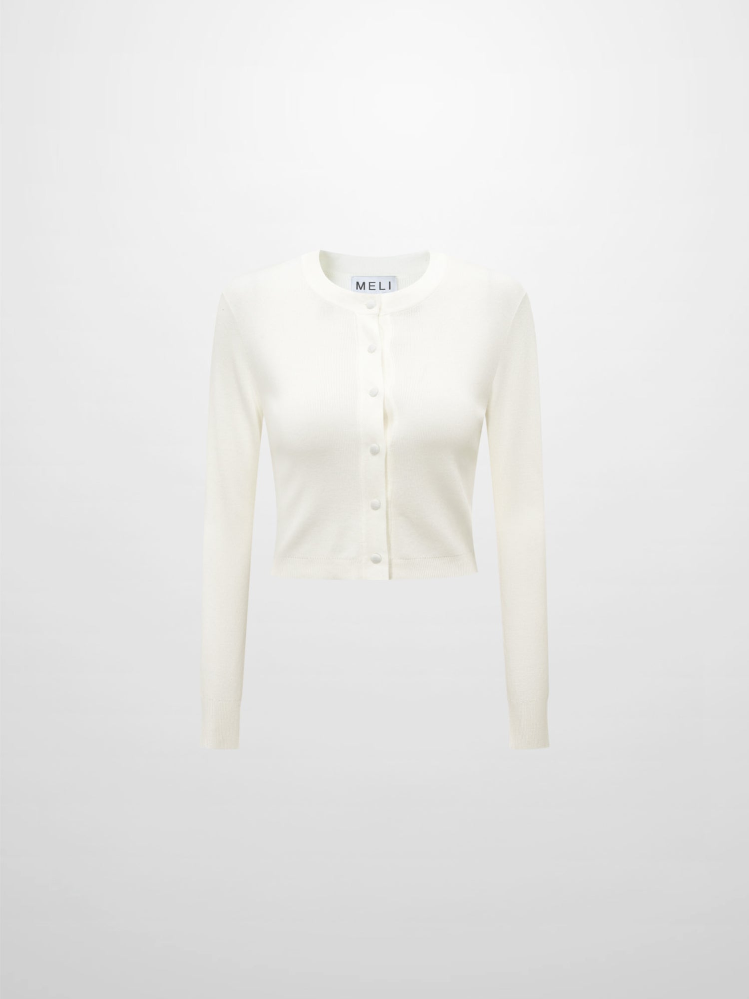 Basic Crew Knit Cardigan 17"- Cream