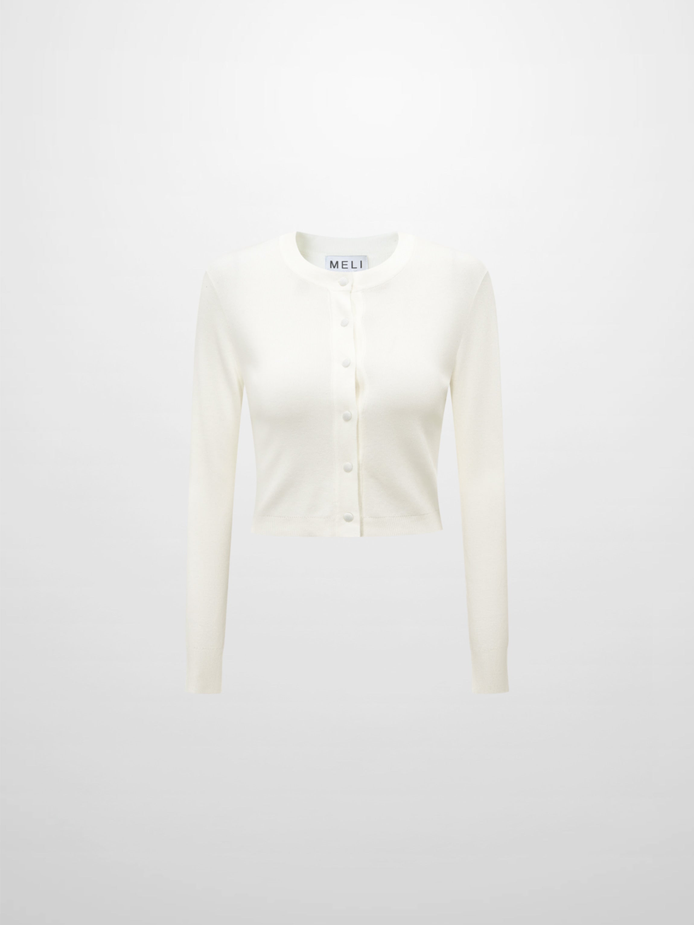 Basic Crew Knit Cardigan 17"- Cream