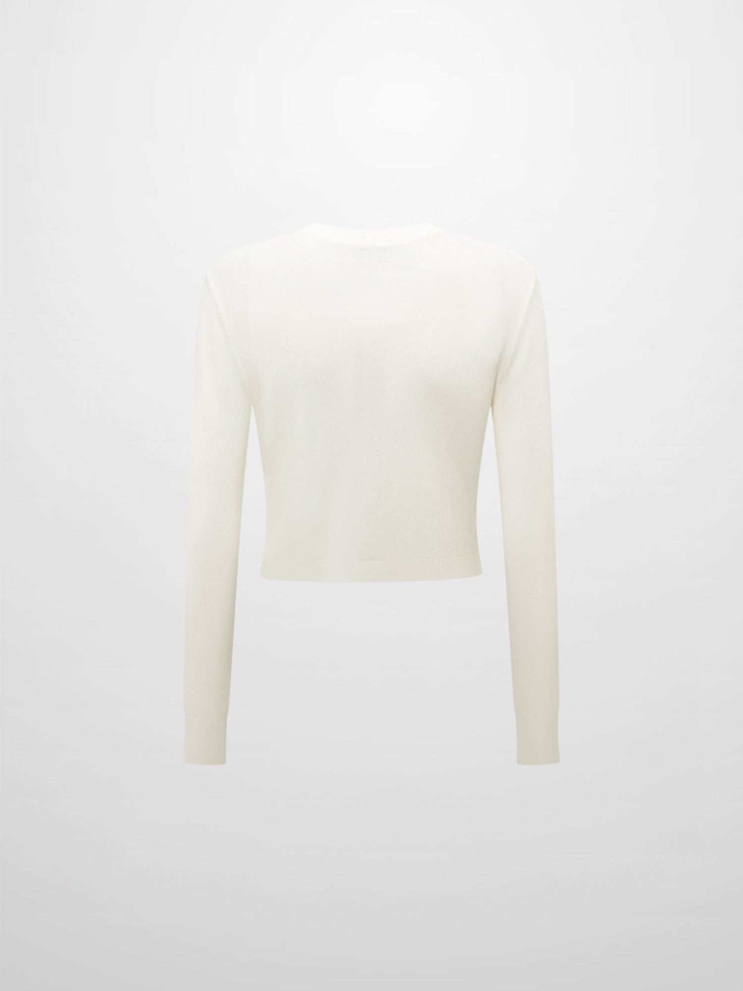 Basic Crew Knit Cardigan 17"- Cream