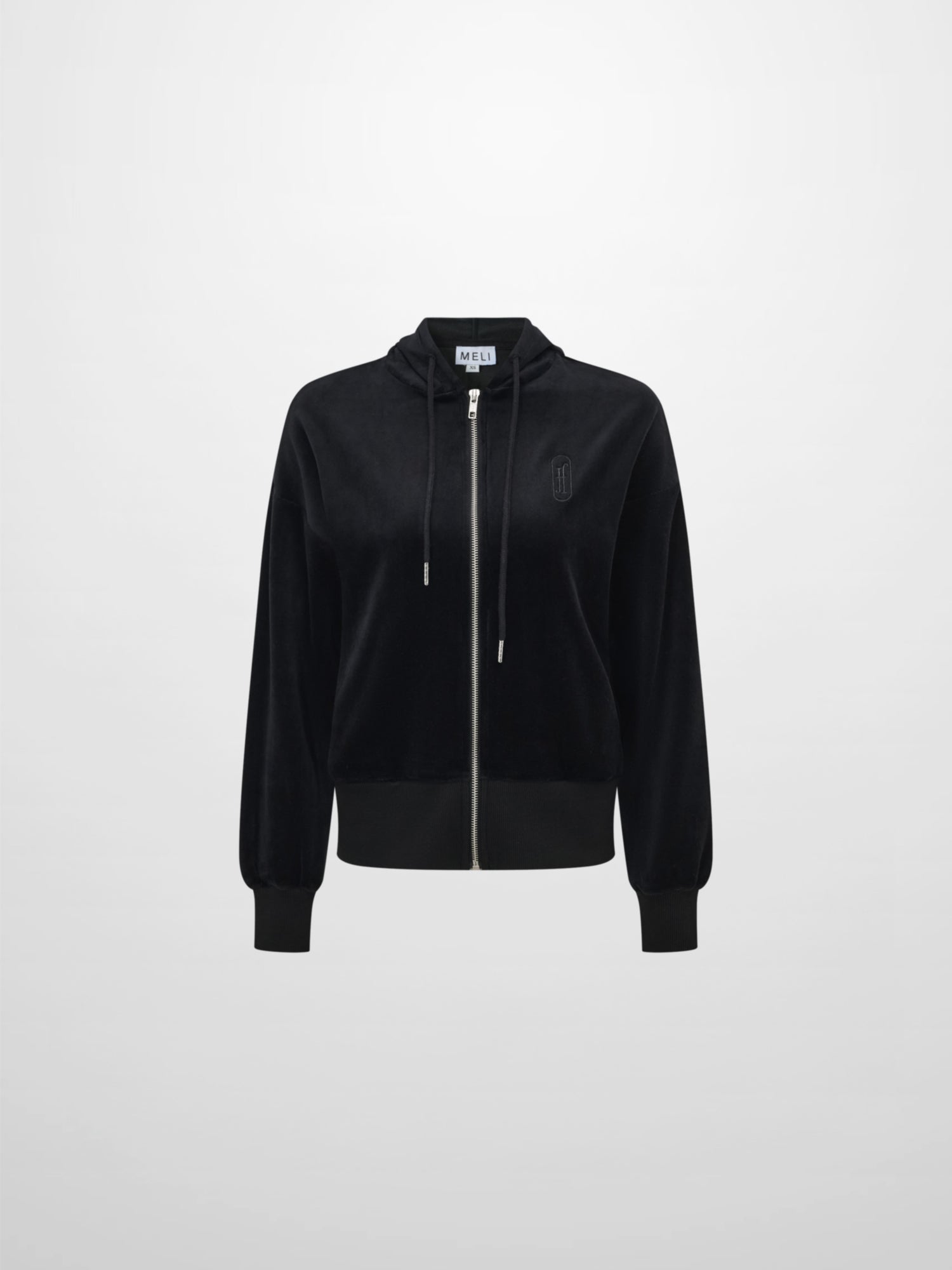 Velour Full Zip Hoodie - Black