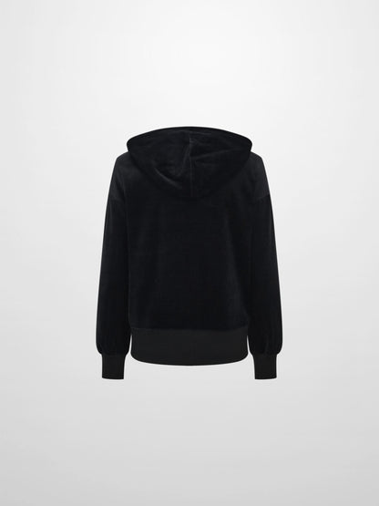 Velour Full Zip Hoodie - Black