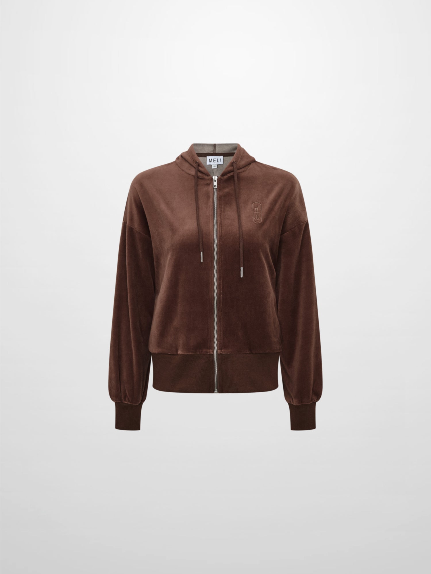 Velour Full Zip Hoodie - Brown