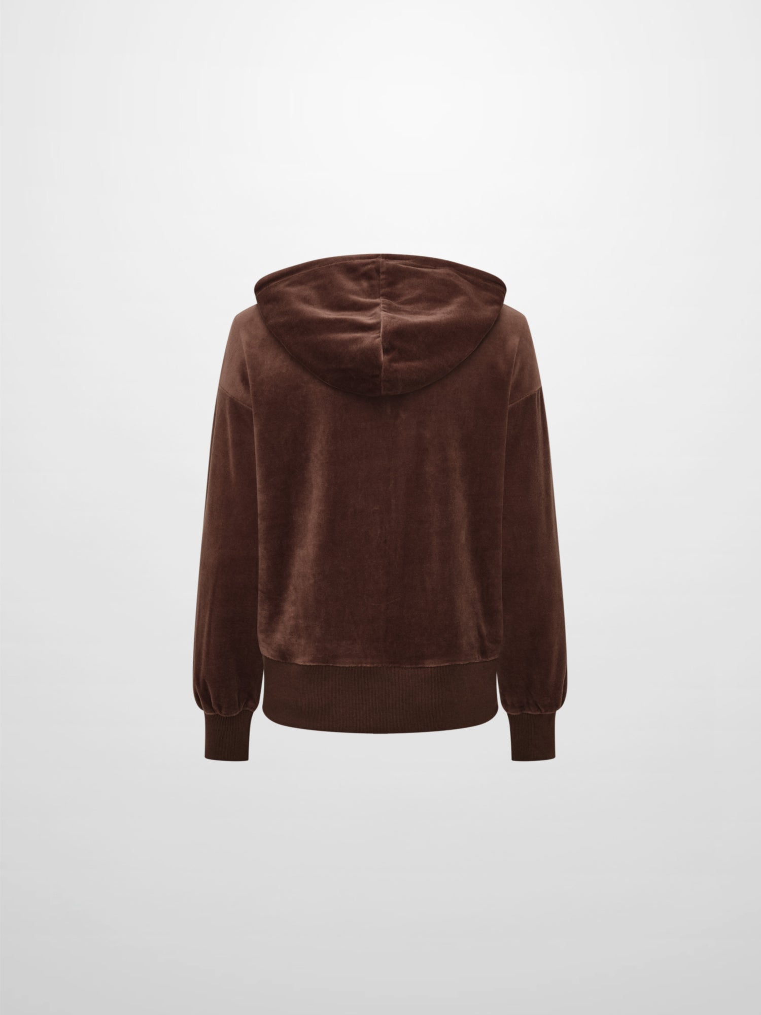 Velour Full Zip Hoodie - Brown