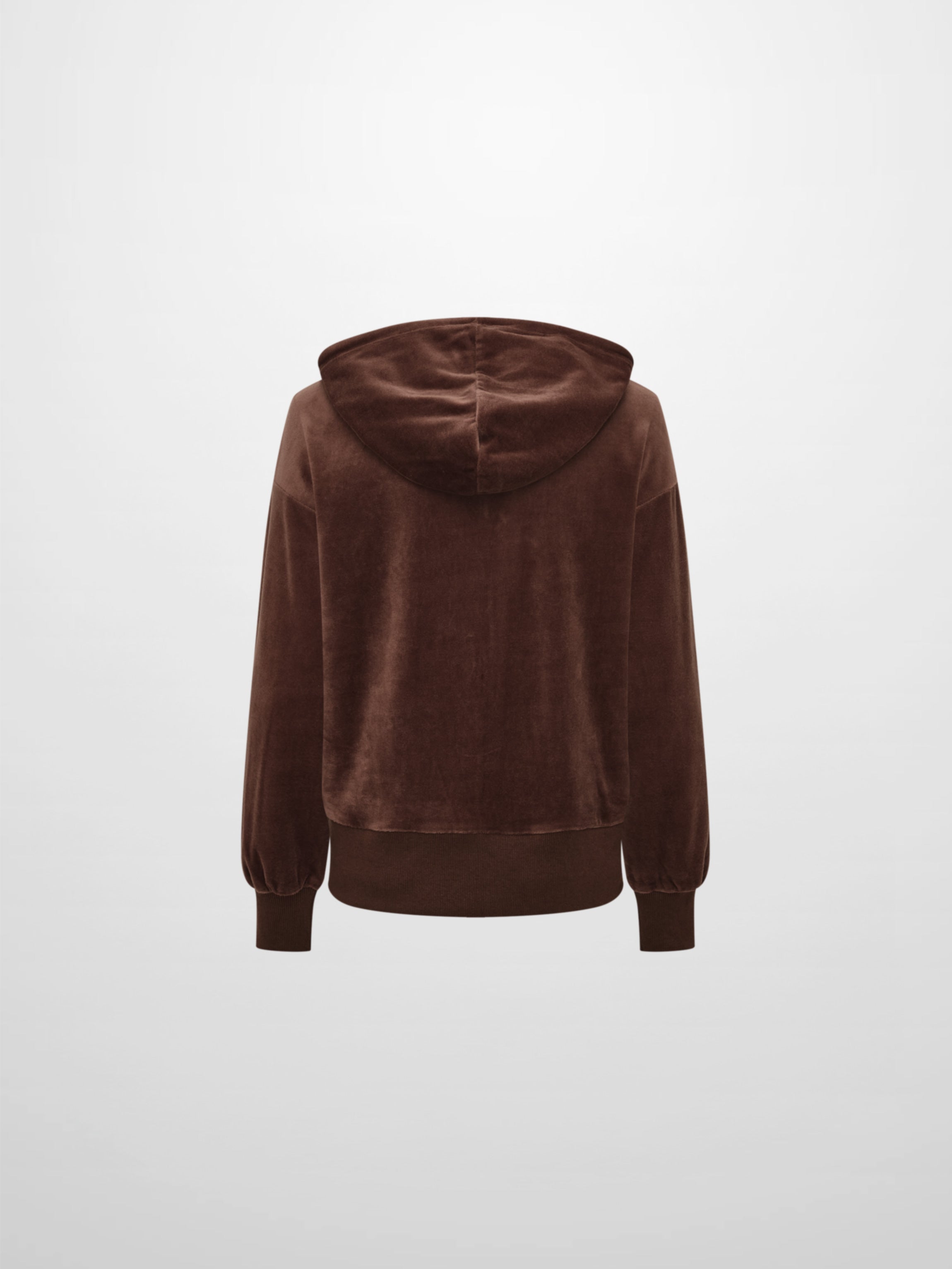 Velour Full Zip Hoodie - Brown