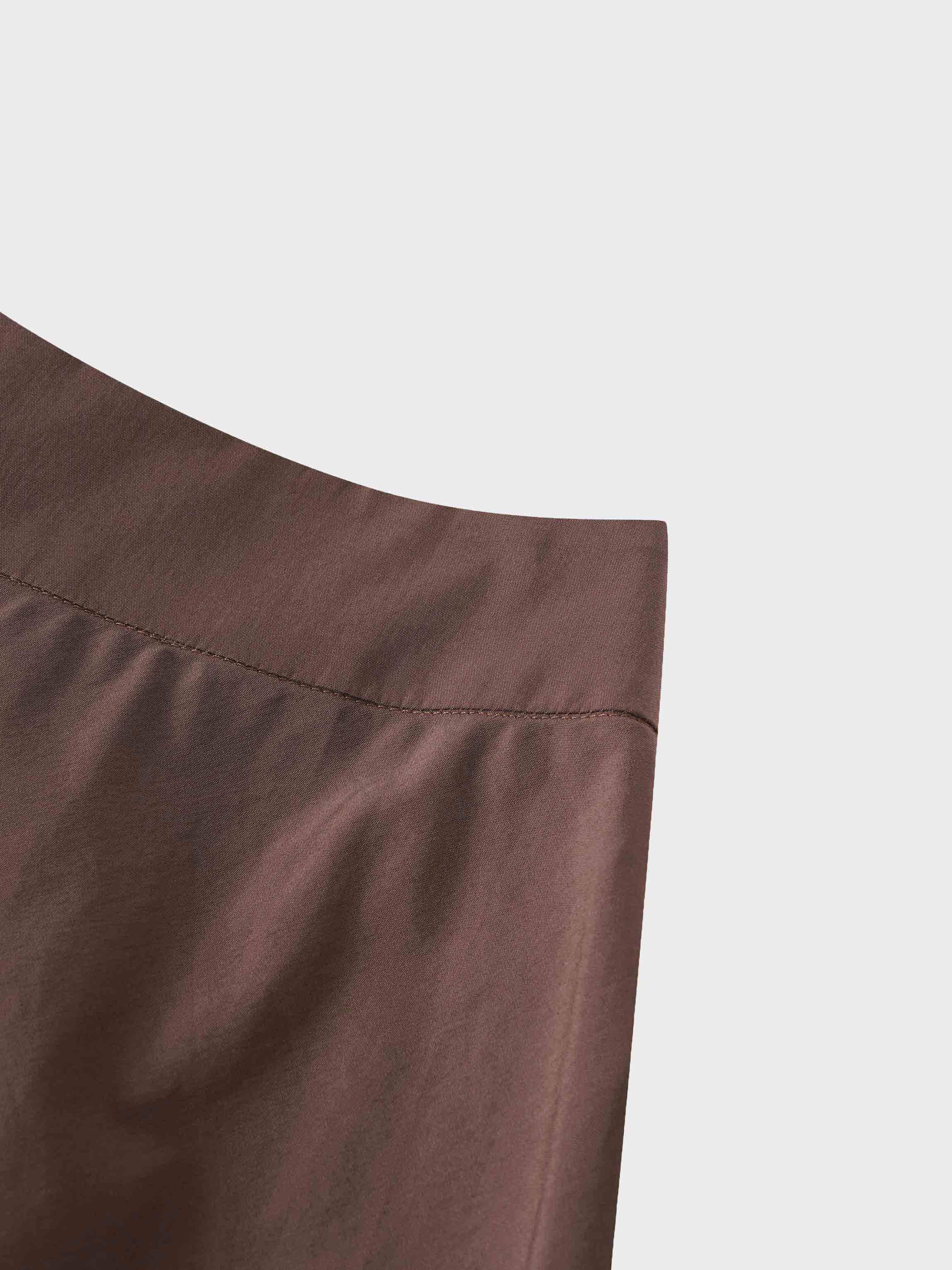 Elastic Back Maxi Cotton Blend Skirt-Chocolate Brown