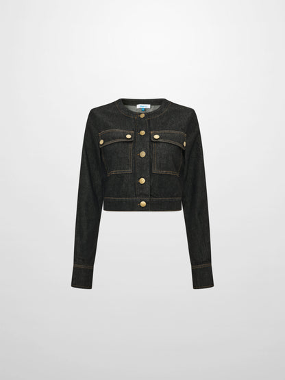 Crop Denim Jacket - Black