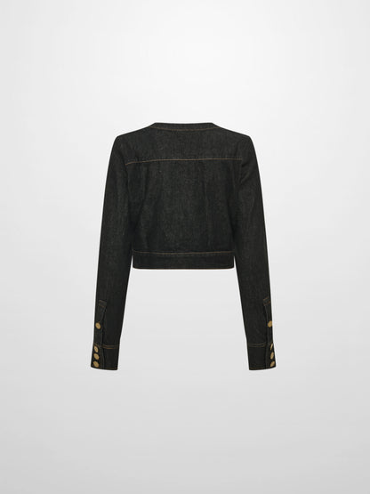 Crop Denim Jacket - Black