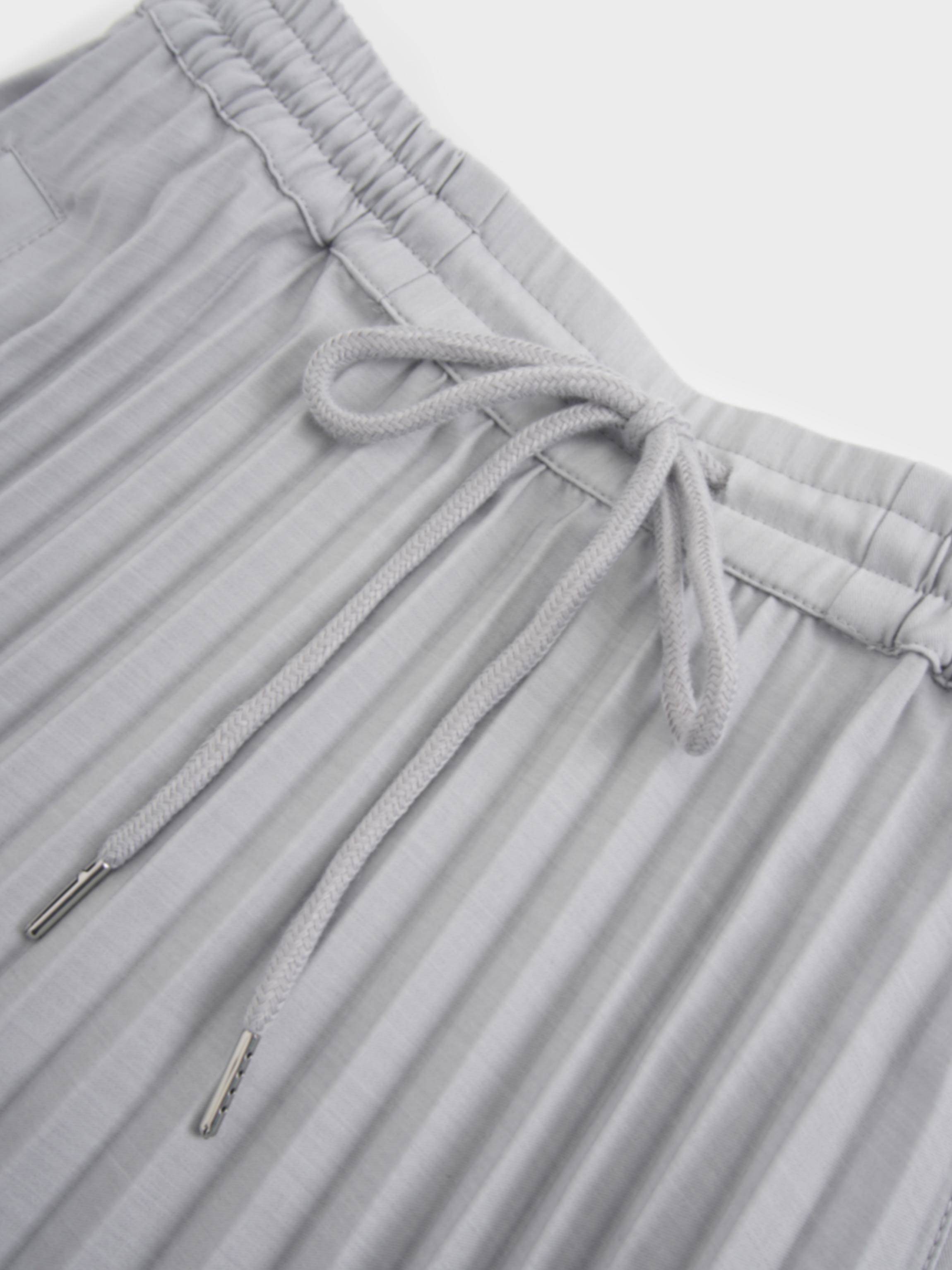 Elastic Waist Micro Pleat Skirt-Grey