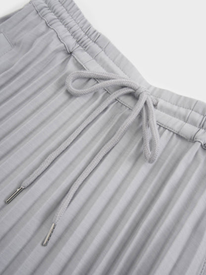 Elastic Waist Micro Pleat Skirt-Grey