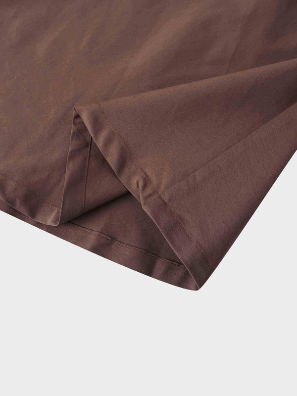 Elastic Back Maxi Cotton Blend Skirt-Chocolate Brown