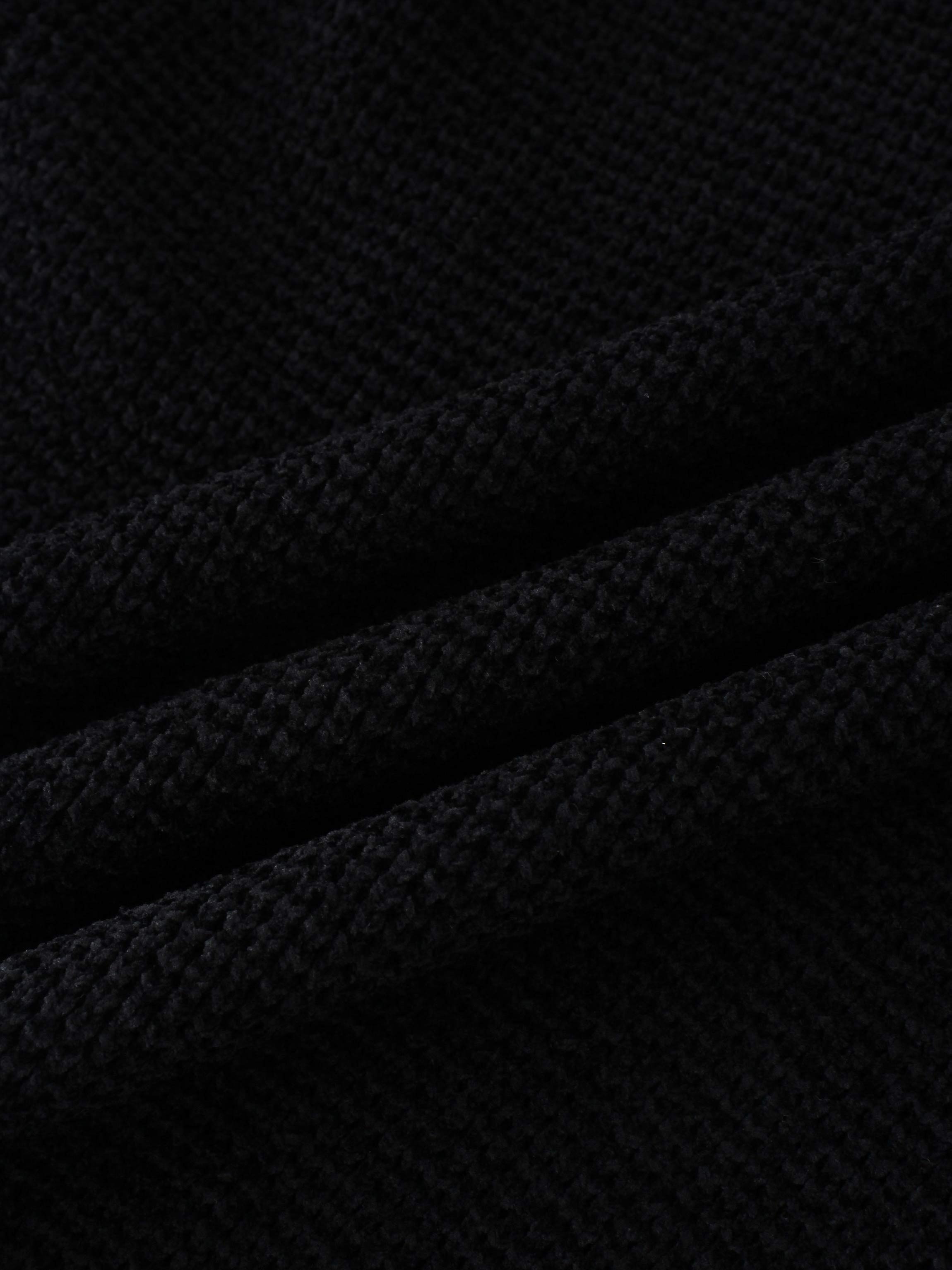 Chenille Waffle Sweater-Black