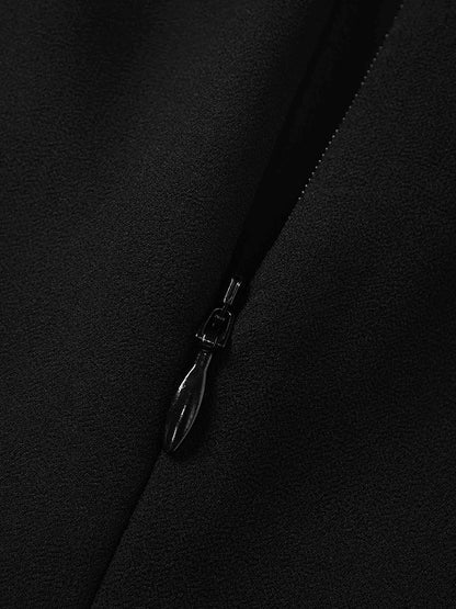 Asymmetrical Hem Dress-Black