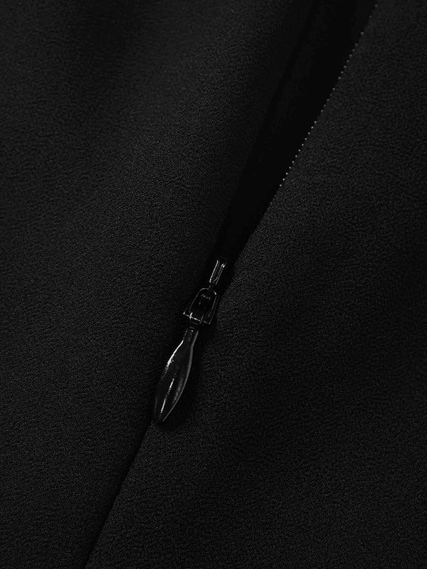 Asymmetrical Hem Dress-Black