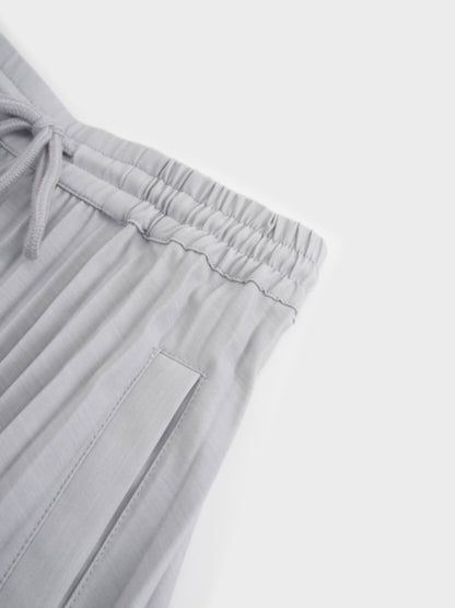Elastic Waist Micro Pleat Skirt-Grey