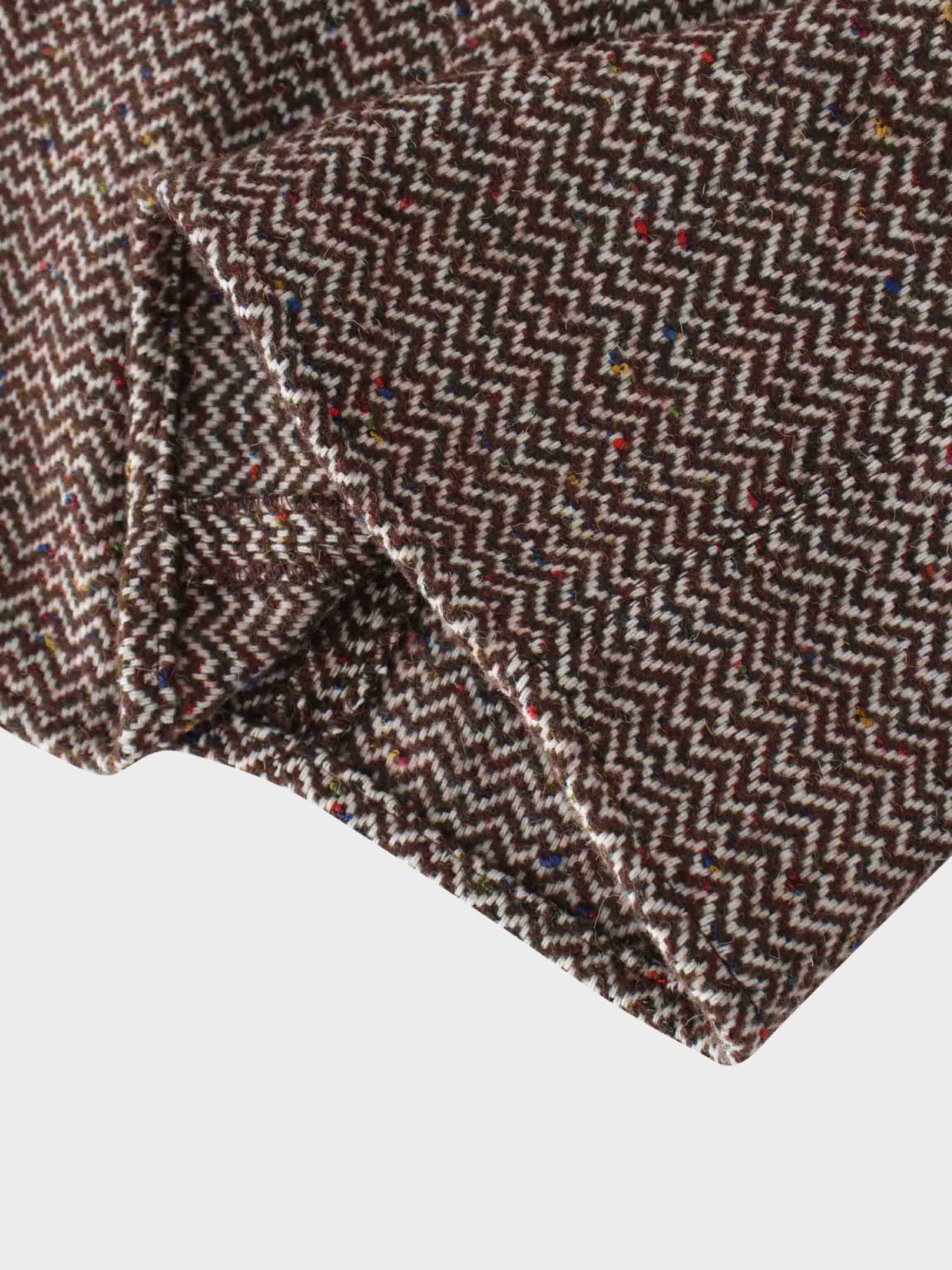 Button Front A-Line Skirt-Brown Herringbone